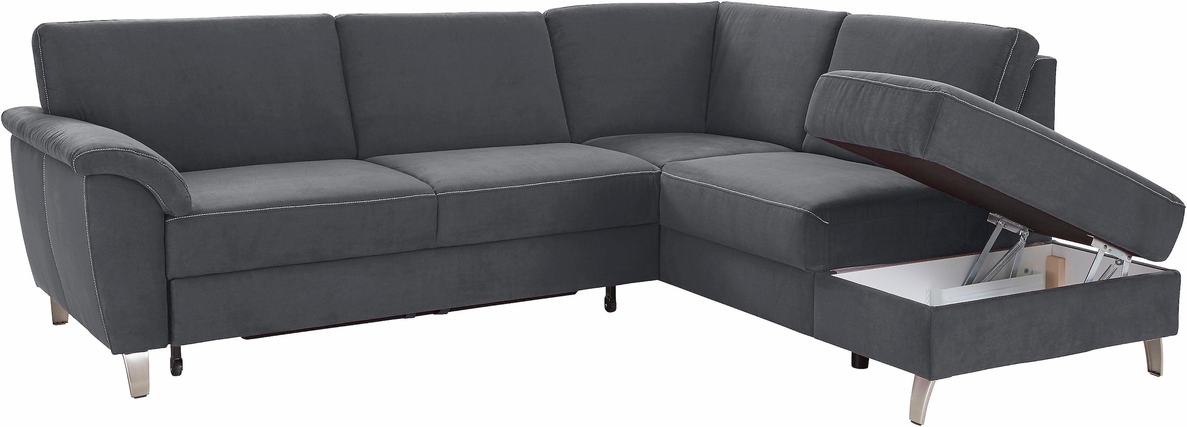 sit&more Ecksofa »Texel L-Form«, mit Federkern, wahlweise mit Bettfunktion und Bettkasten