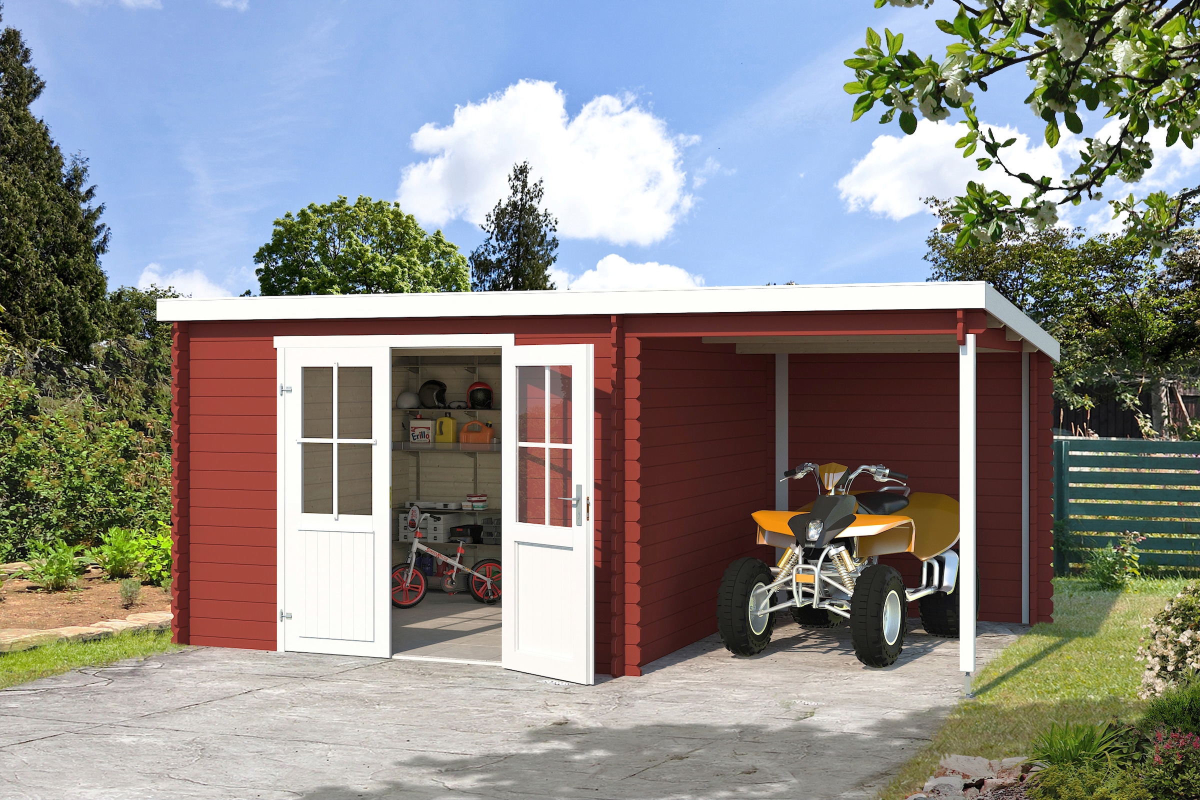LASITA MAJA Gartenhaus »Tampa, Schwedenrot«, (Set), mit Anbau