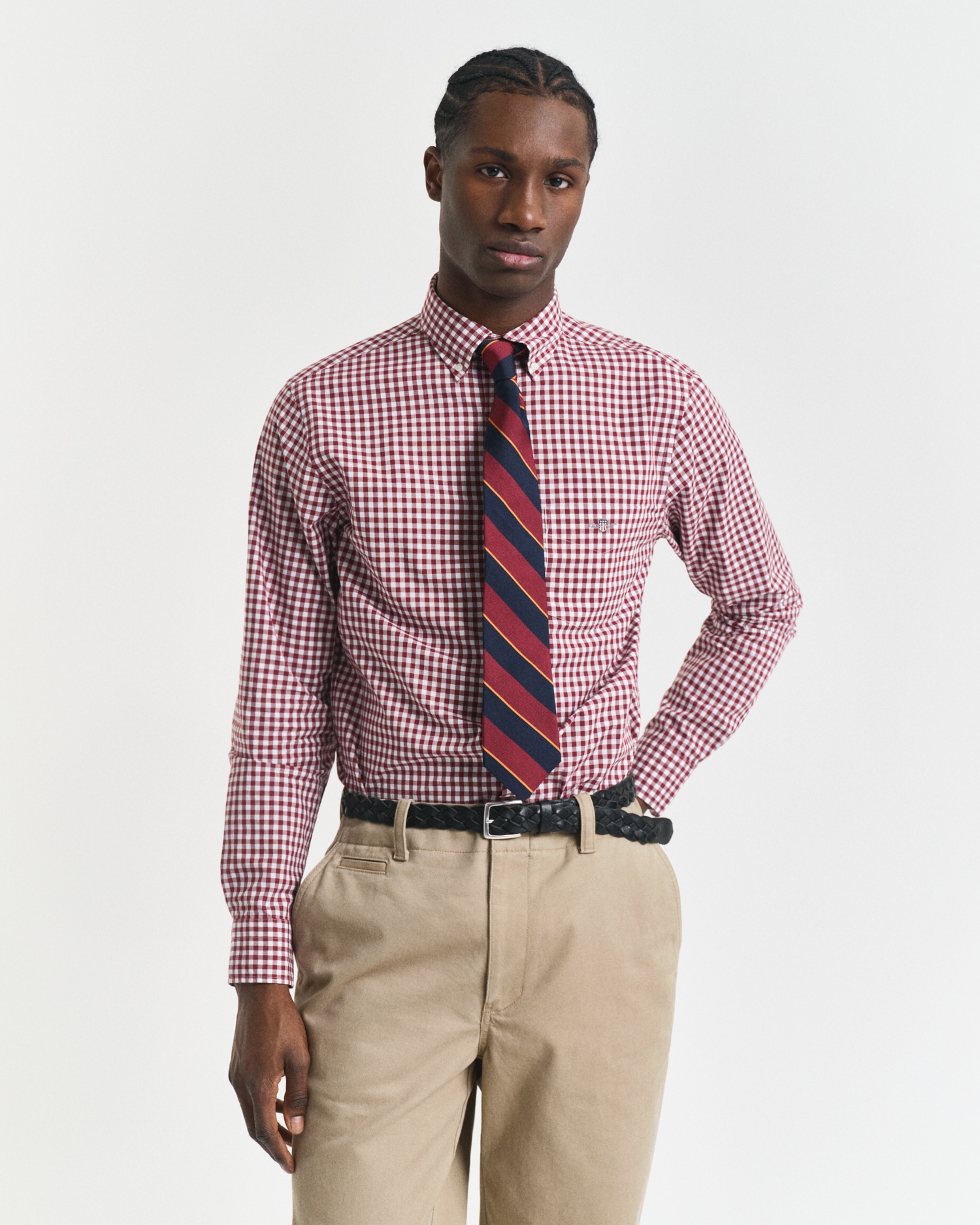 Gant Langarmhemd »REG POPLIN GINGHAM SHIRT« mit Logostickerei auf der Brust