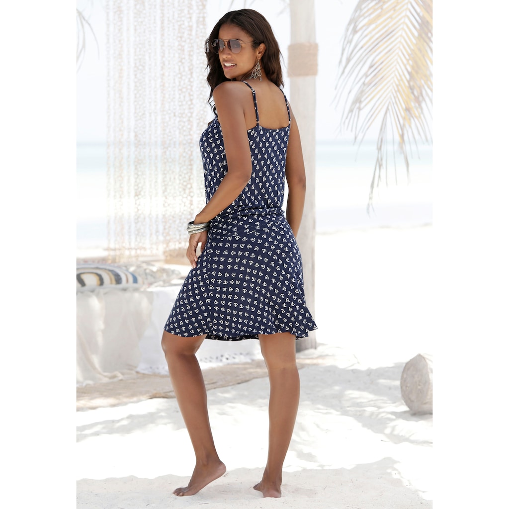 Beachtime Strandkleid, mit Ankerdruck und verstellbaren Trägern, Sommerkleid, Jerseykleid