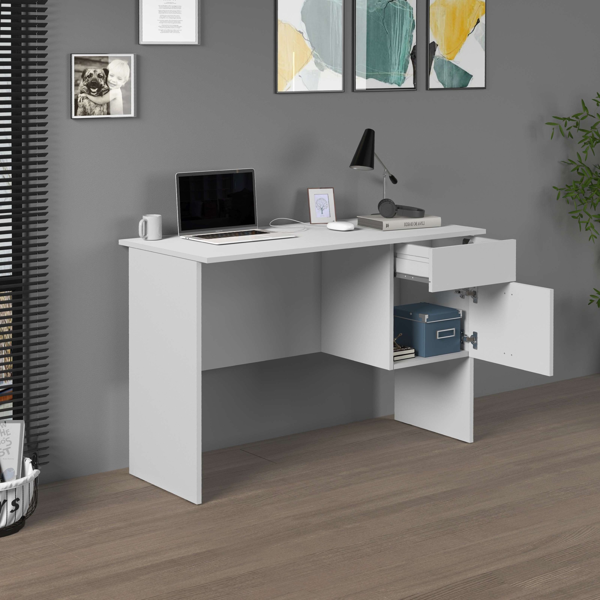 INOSIGN Schreibtisch »Essential, Schreibtisch, kleiner Computertisch, Bürotisch für Büro«, (1 St.), mit 1 Tür,1 Schublade, Arbeitsplatte Breite 110 cm
