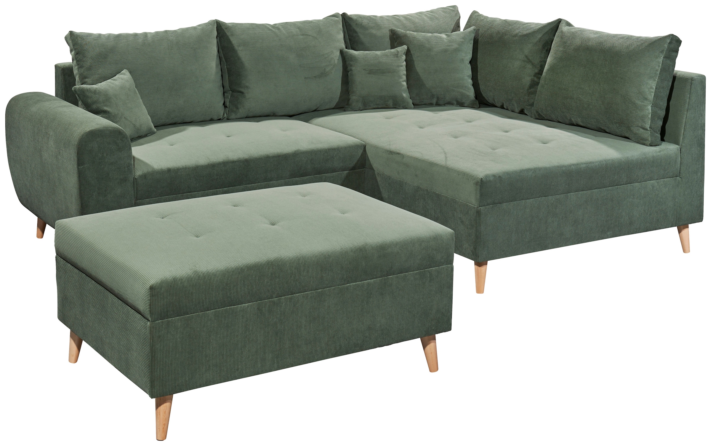 ED EXCITING DESIGN Ecksofa »Calanda L-Form«, mit Hocker & 3 Zierkissen