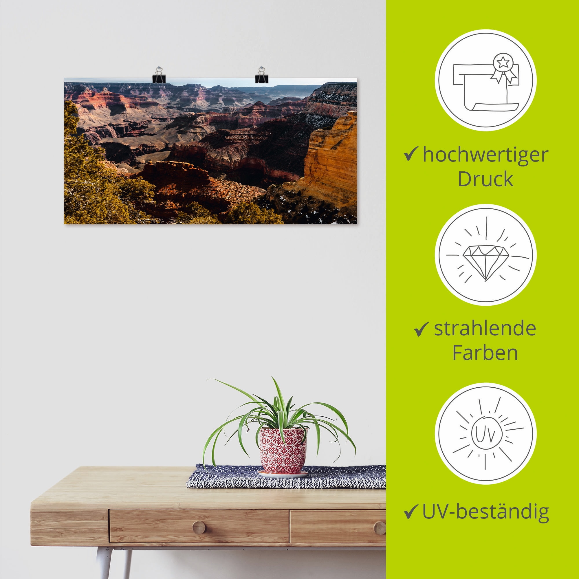 Artland Poster »Grand Canyon«, Felsen, (1 St.), als Alubild, Leinwandbild, Wandaufkleber oder Poster in versch. Größen
