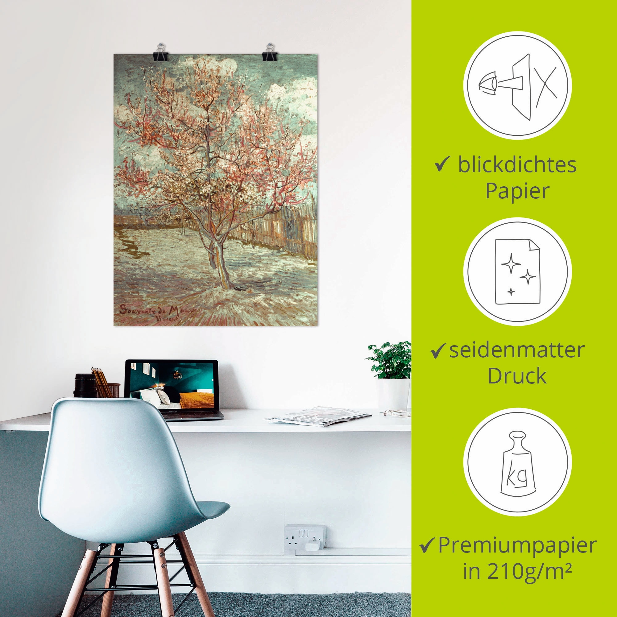 Artland Wandbild »Blühender Pfirsichbaum, 1888« Wiesen & Bäume 1 Stk. tlg. als Alubild, Outdoorbild, Leinwandbild, Poster, Wandaufkleber