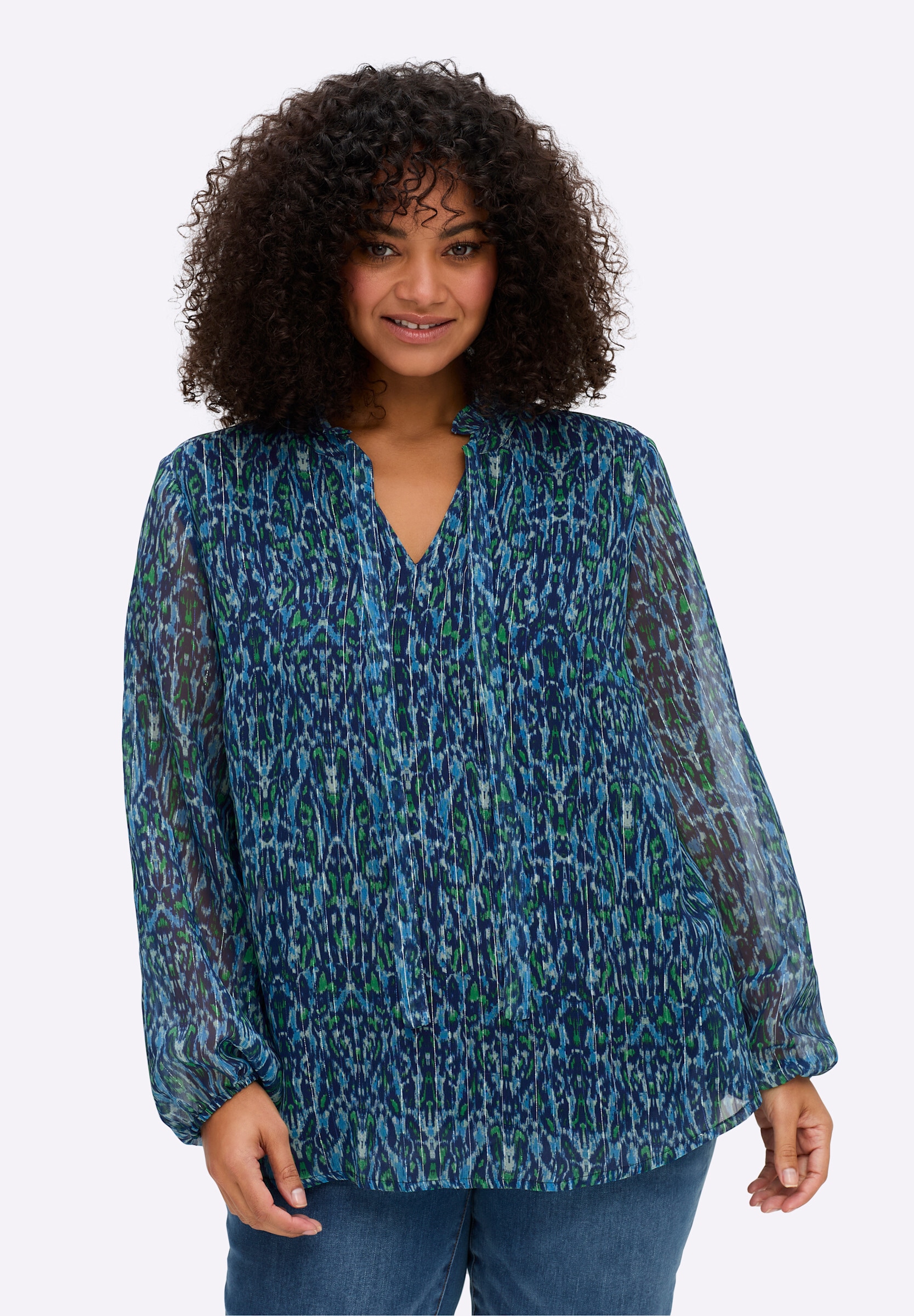 sheego by Joe Browns Longbluse »Tunika Chiffonbluse mit Glanz-Nadelstreifen«
