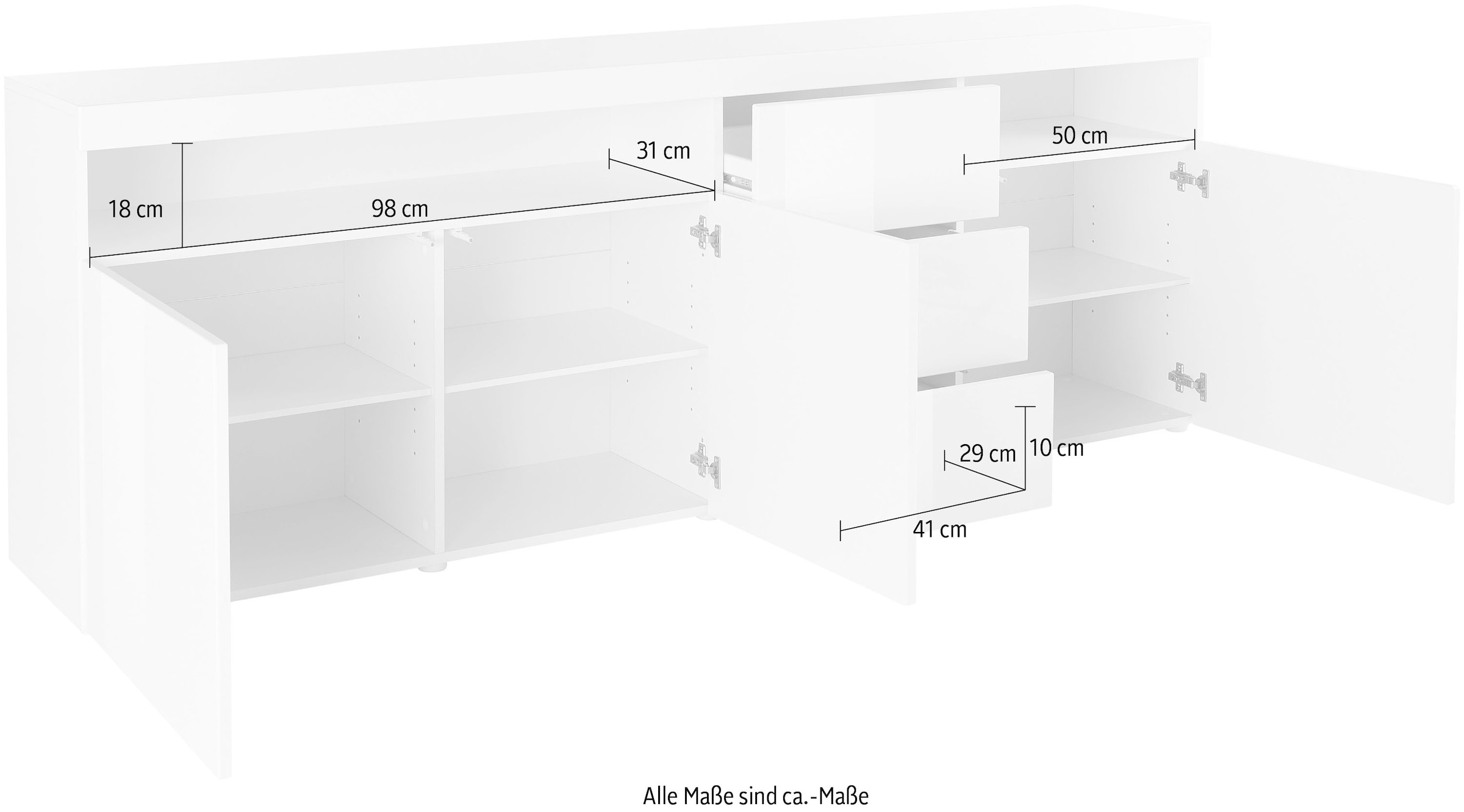 borchardt Möbel Sideboard »Kapstadt«, Breite 200 cm mit 3 Schubkästen auf  Rechnung bestellen