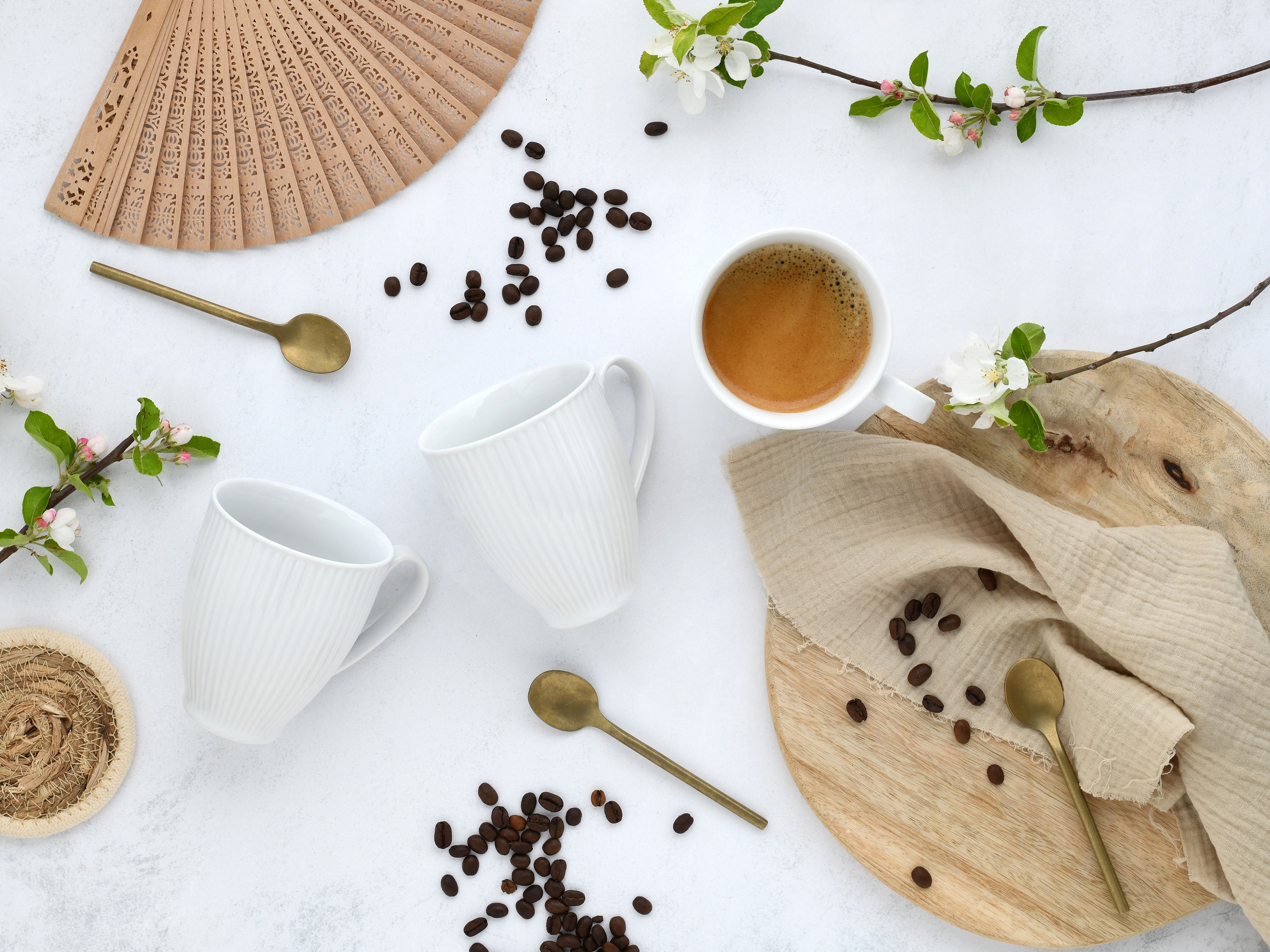CreaTable Becher »Valencia Weiß, Kaffeebecher, 6-tlg.« Elegant, Boho Chic