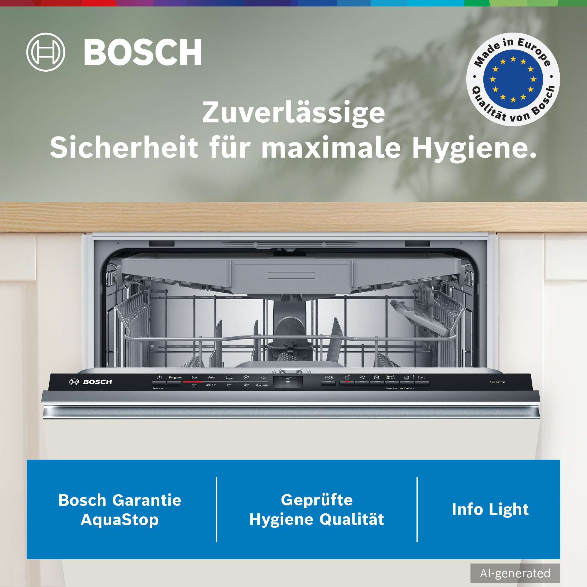 BOSCH vollintegrierbarer Geschirrspüler Serie 2 »SMV2HVX06E« 14 Maßgedecke Platzsparende VarioSchublade & prakt. Info Light zur Statusanzeige