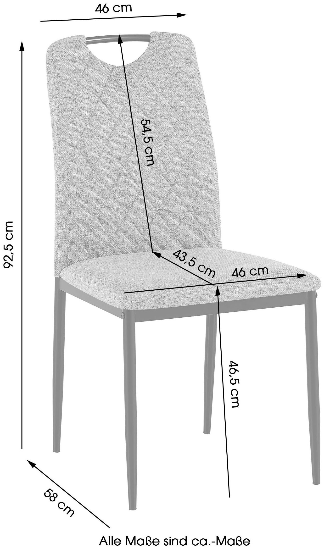 OTTO home Esszimmerstuhl »Rom« (Set) 2 Stk.bequemer Stuhl mit hochwertigem Stoffbezug und Griff im Rücken