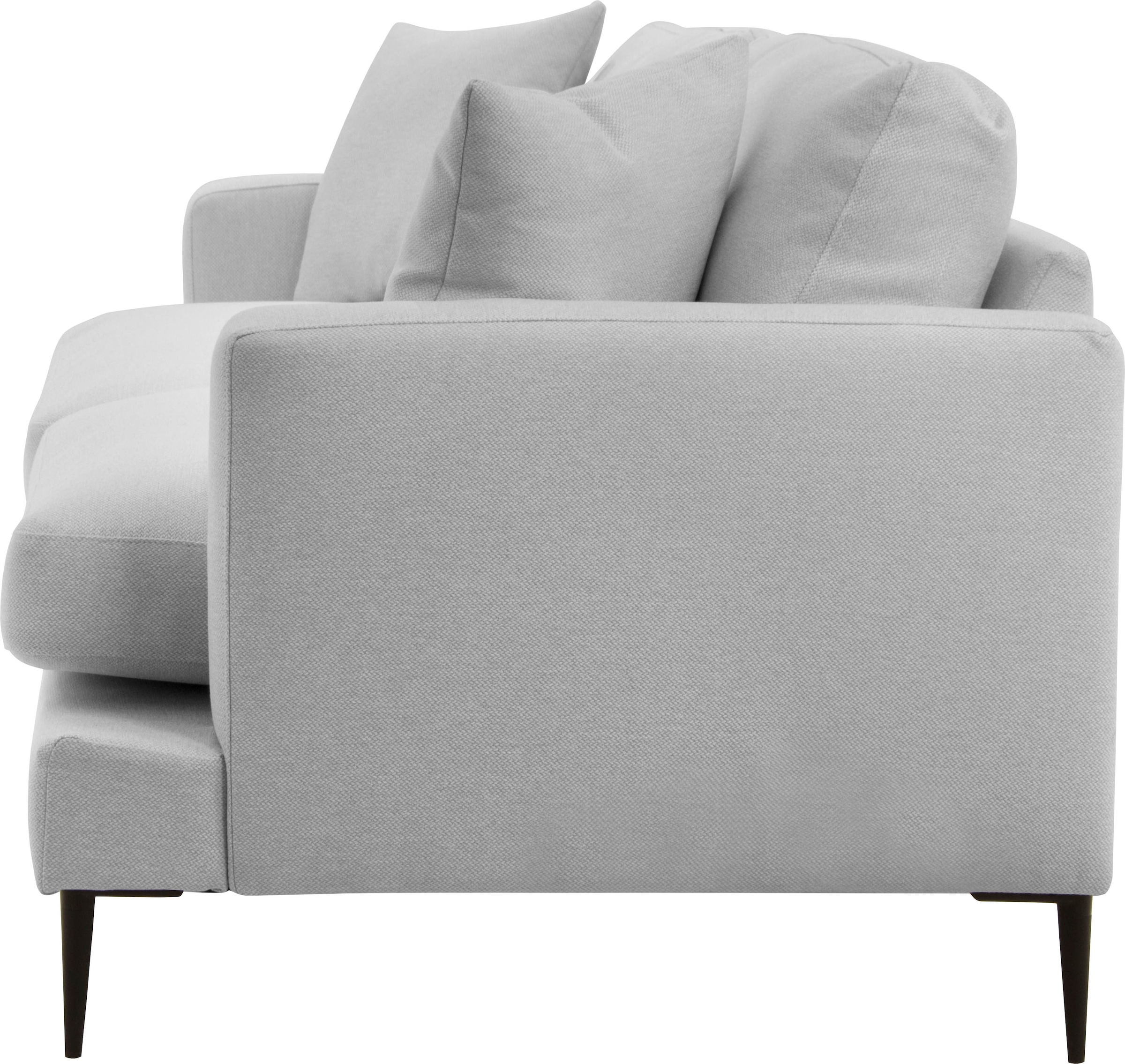 Leonique 3-Sitzer »Cozy elegantes Designsofa, Maße B/T/H: 211/97/80 cm«, mit losen Kissen und Metallbeinen