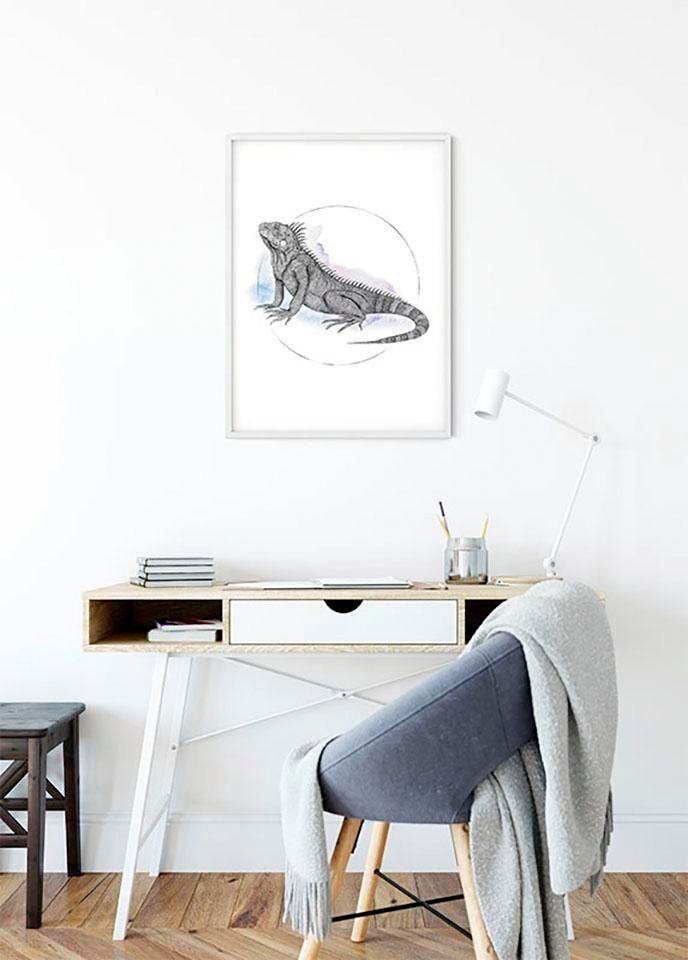 Komar, Bild »Iguana Watercolor« Tiere 1 Stk. tlg. Wandbild zur Dekoration - ohne Rahmen, Farbe Bild(er): bunt, Holz, Papier, B/H/T: 30 cm x 40 cm, 