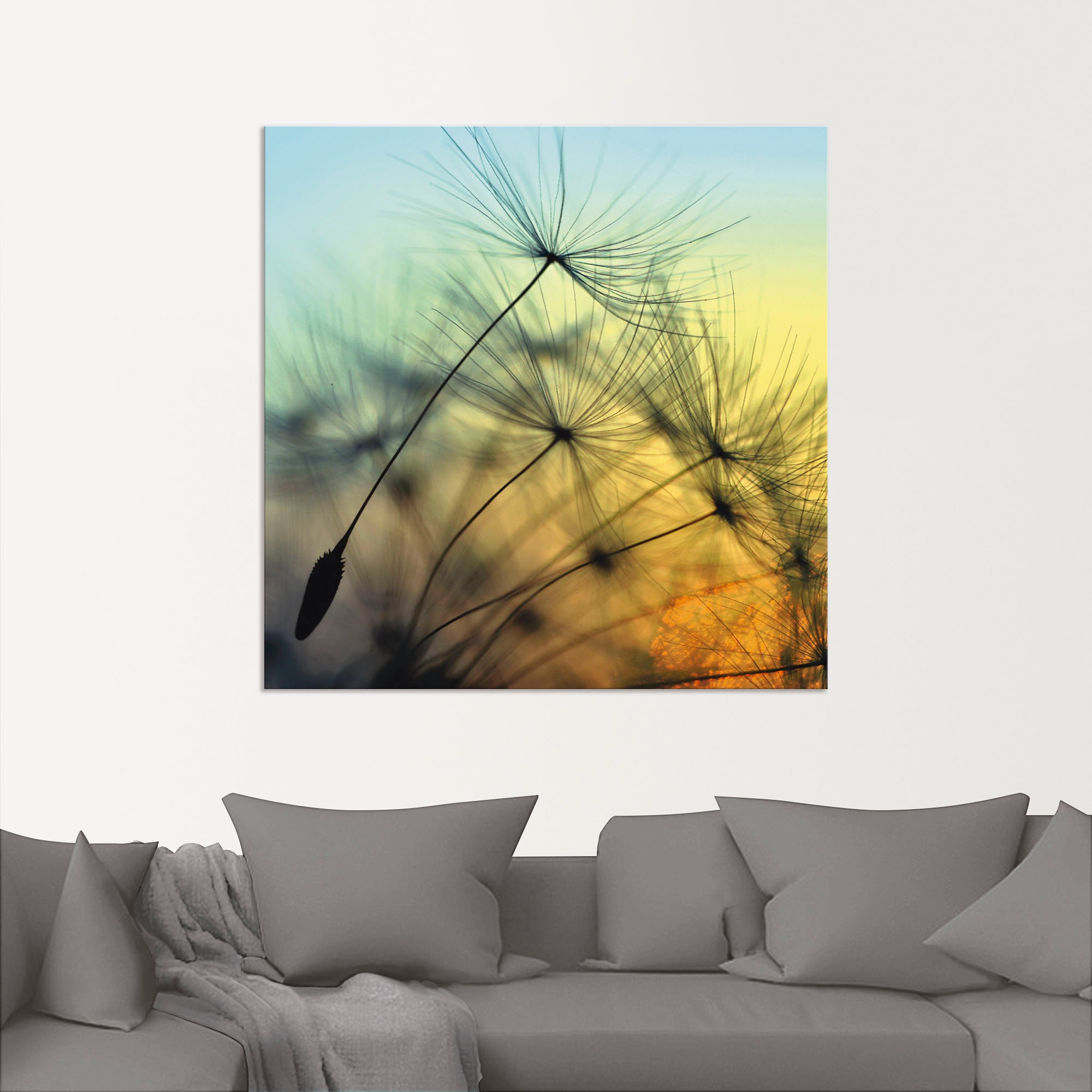 Artland Wandbild »Goldener Sonnenuntergang und Pusteblumen« Blumen 1 Stk. tlg. als Alubild, Outdoorbild, Leinwandbild, Poster, Wandaufkleber
