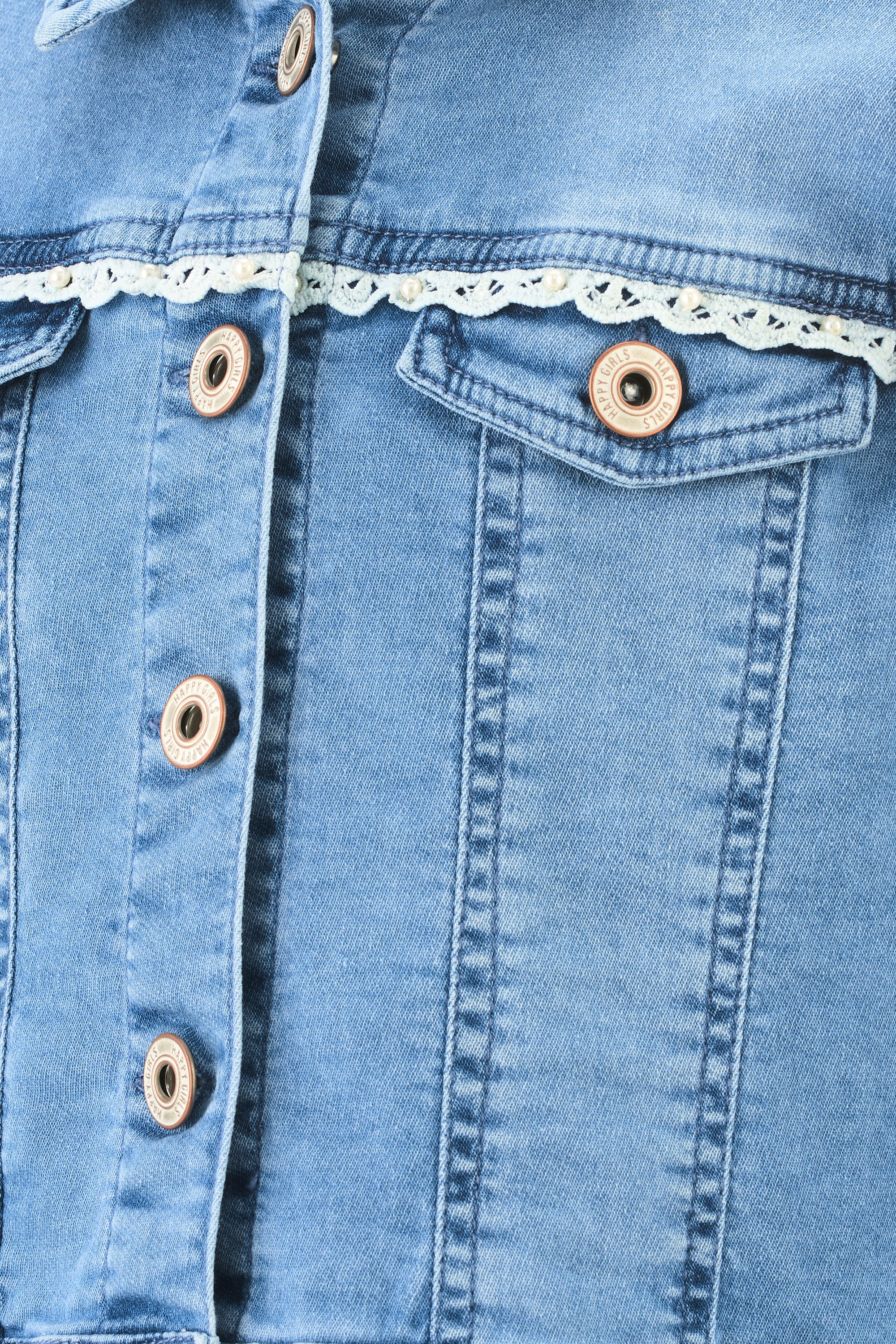 happy girls Jeansjacke ohne Kapuze mit tollem Spitzendetail