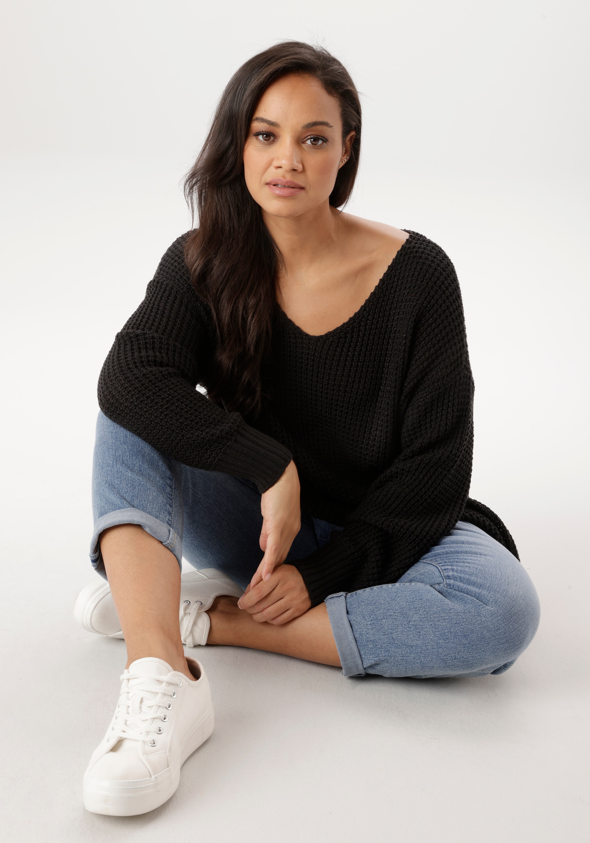 Aniston PLUS Strickpullover im dezenten Ajour-Strickmuster