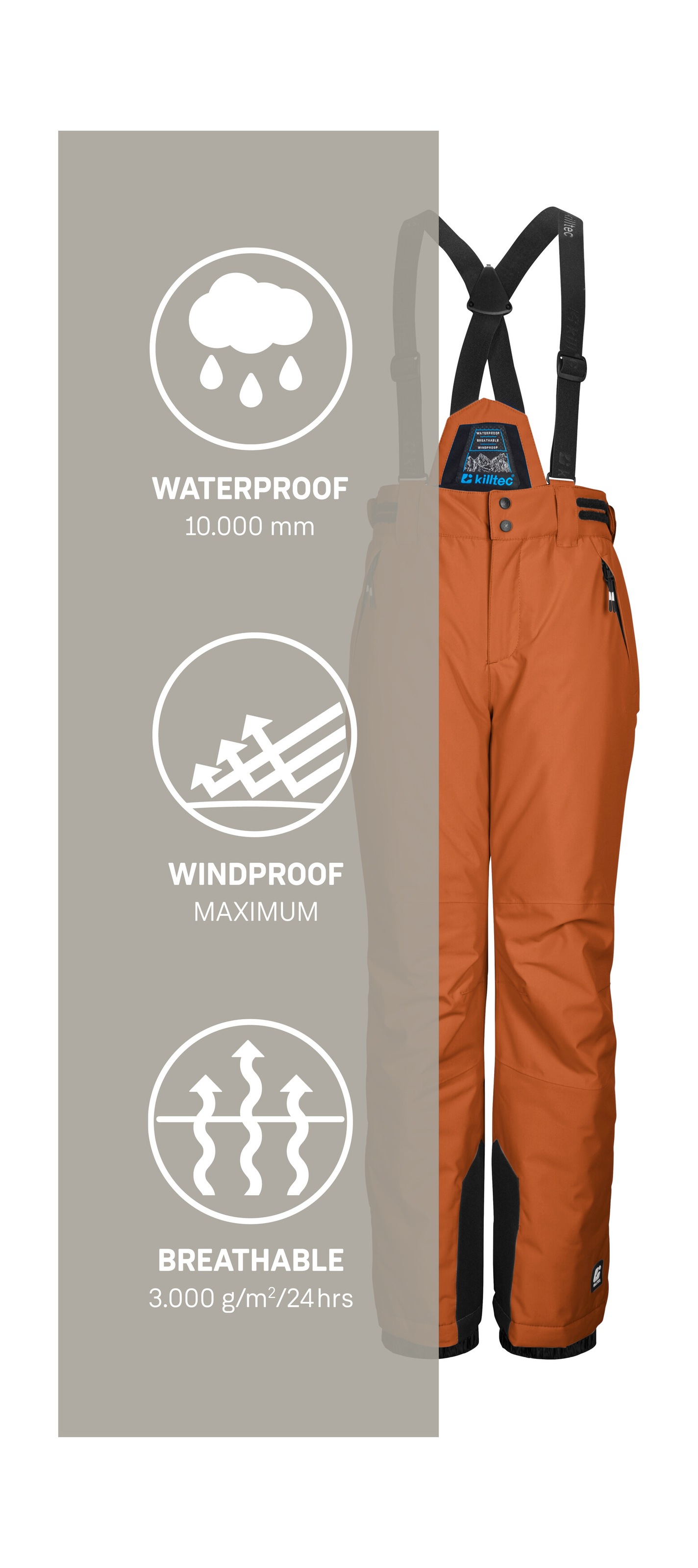 Killtec Skihose »KSW 214 BYS SKI PNTS«  Wasserdichte, atmungsaktive Skihose mit verstellbarem Latz.