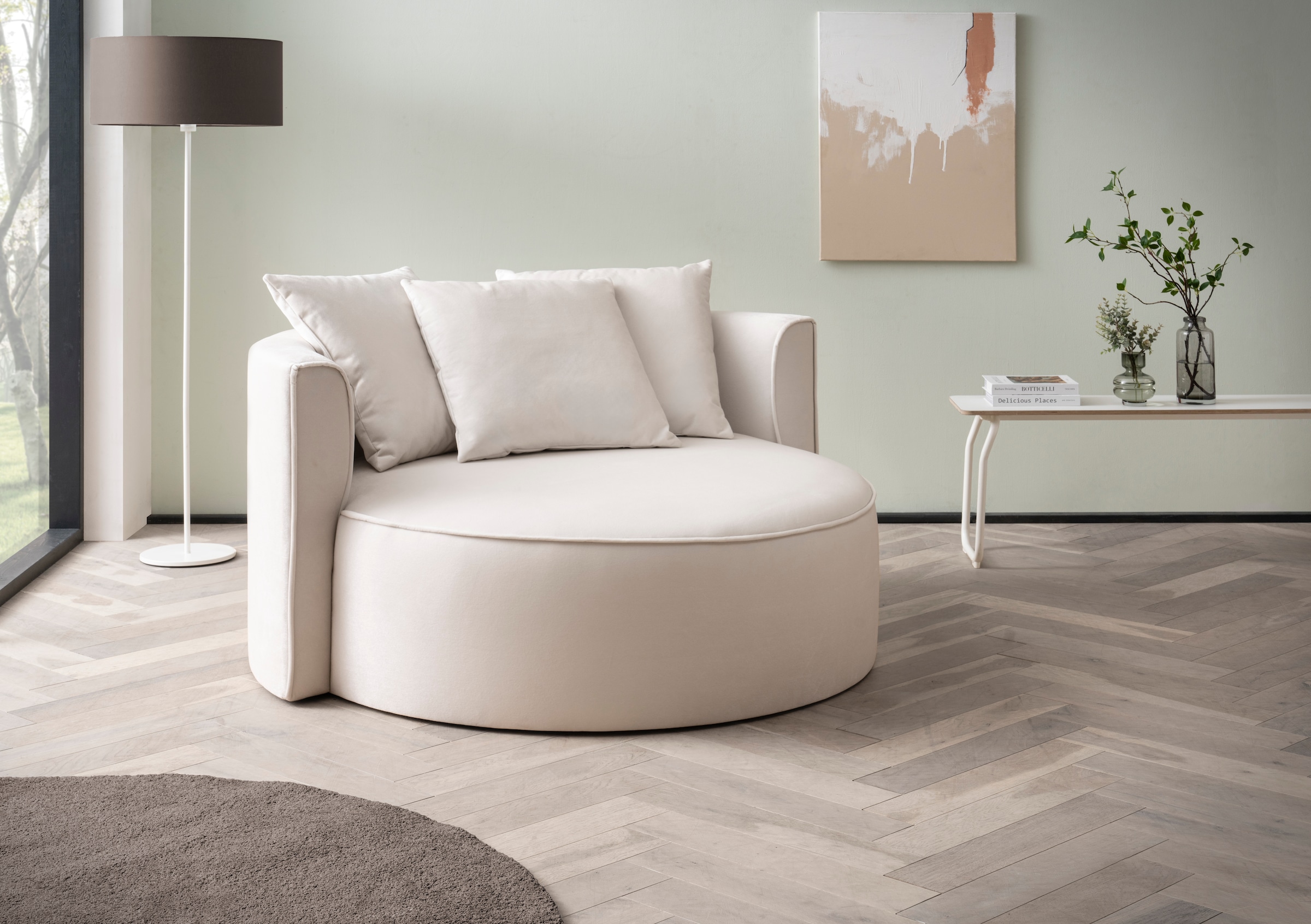 LeGer Home by Lena Gercke XXL-Sessel »Isalie, Lesesessel, Loveseat, inklusive Zierkissen«, extra große Sitzfläche, optional mit Hocker, Cord, Samt, Bouclé
