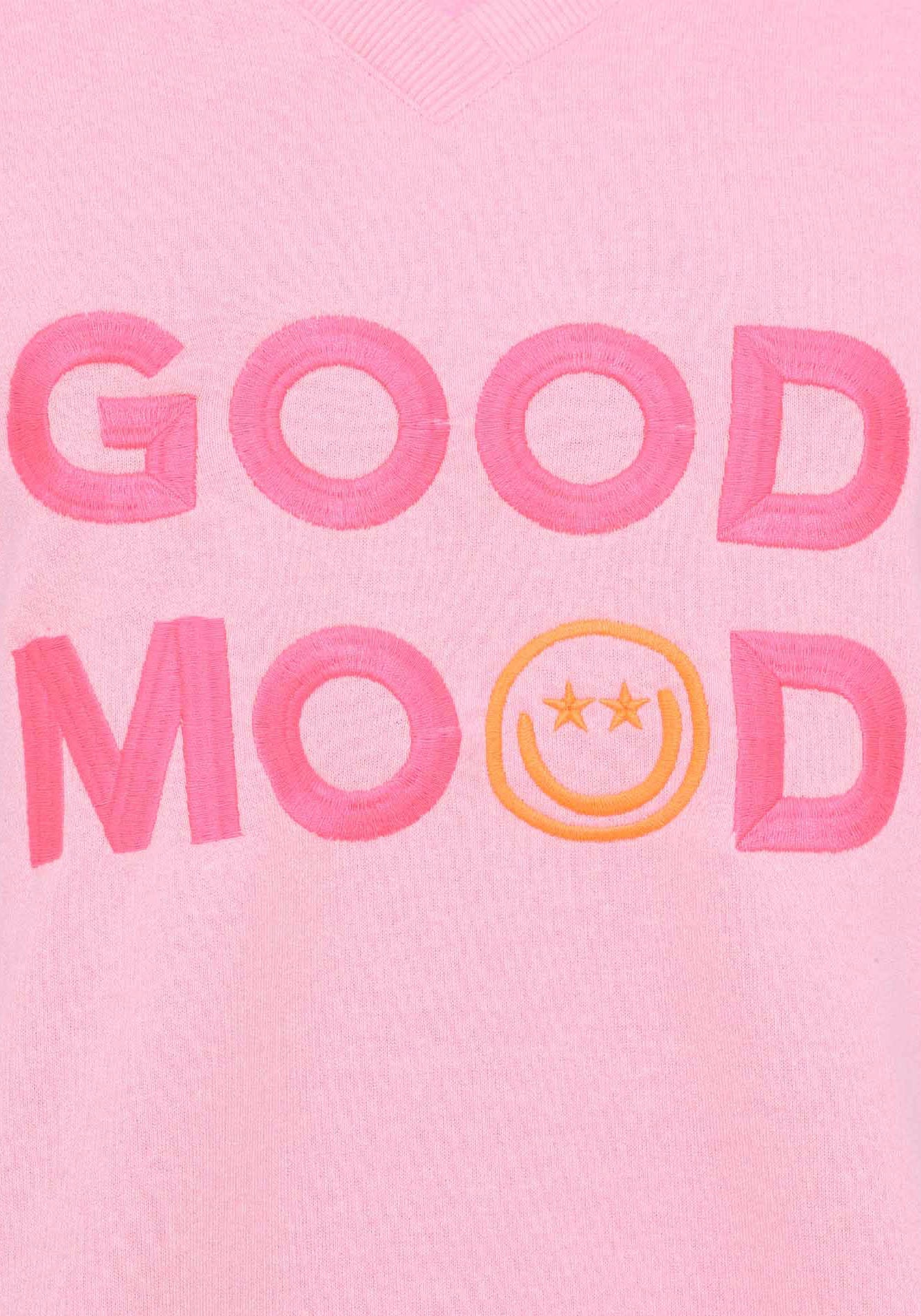 Zwillingsherz Sweatshirt »Dana«, mit "Good Mood"-Schriftzug und neonfarbenen Bündchen