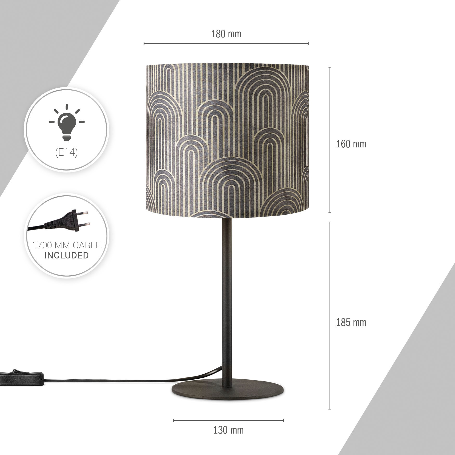 Paco Home Tischleuchte »Luca Pillar« E14 Nacht Schlafzimmer  Mit Stoffschirm Retro