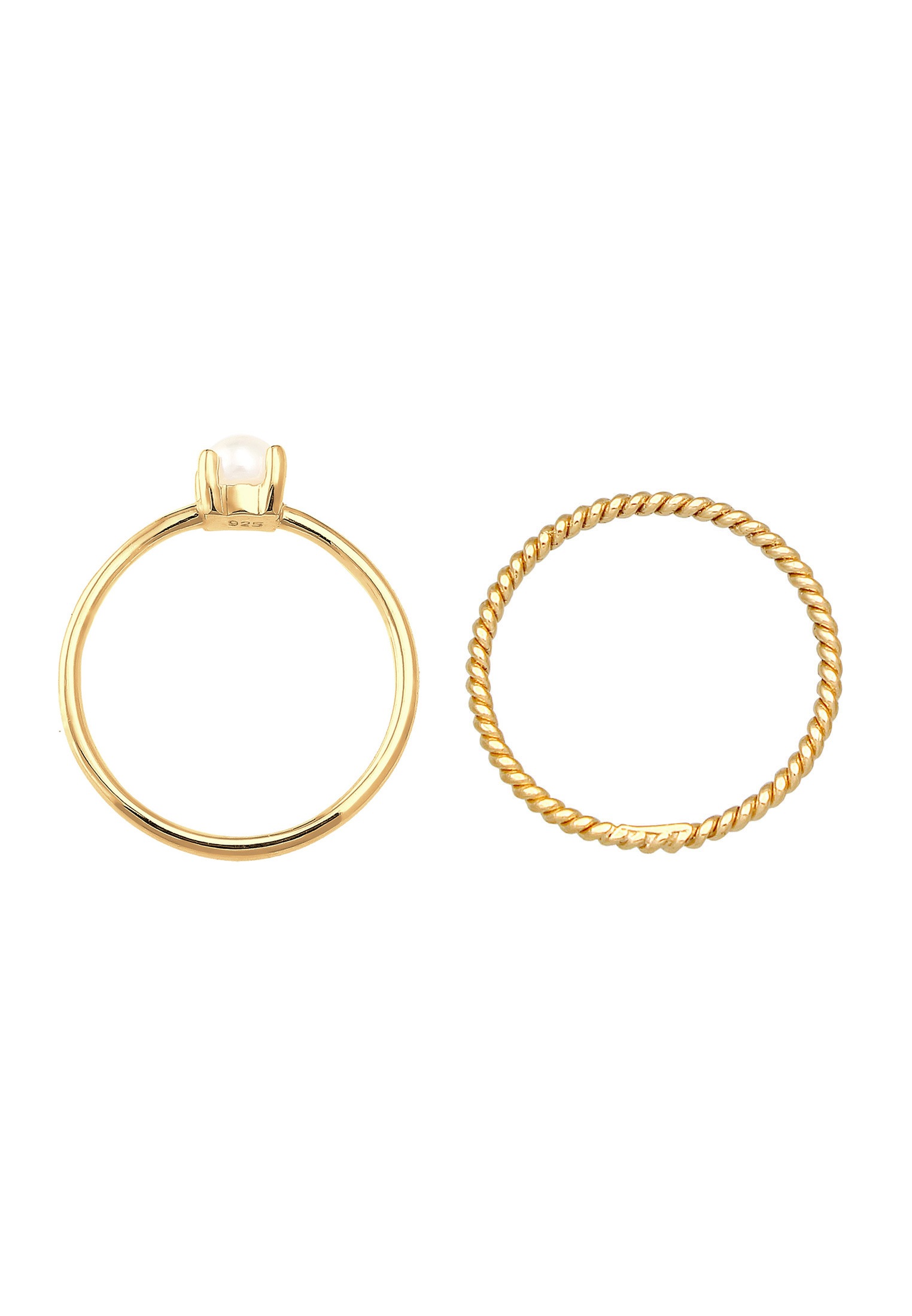 Elli Premium Ring-Set »Ring Ringset Perle Twisted 925 Silber«