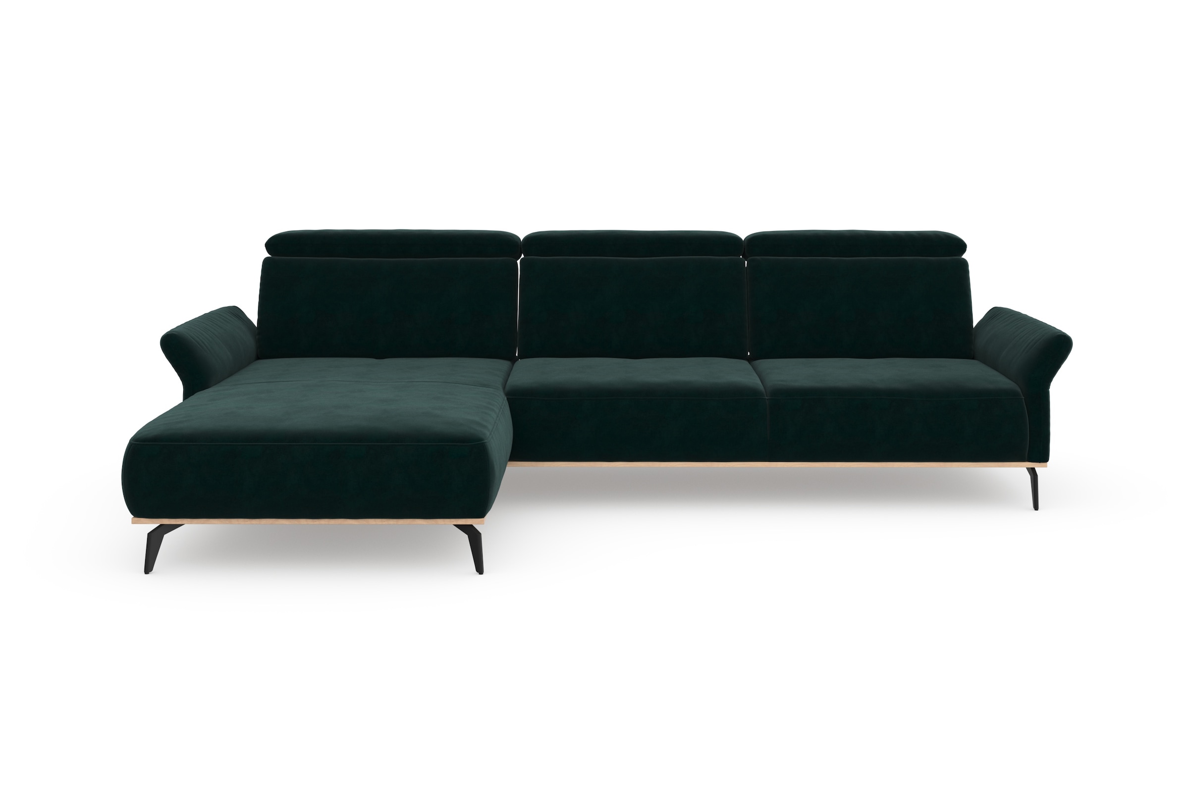 Places of Style Ecksofa »Fjord L-Form«, massiv, wahlweise mit Armlehnfunktion, Kopf- Sitztiefenverstellung
