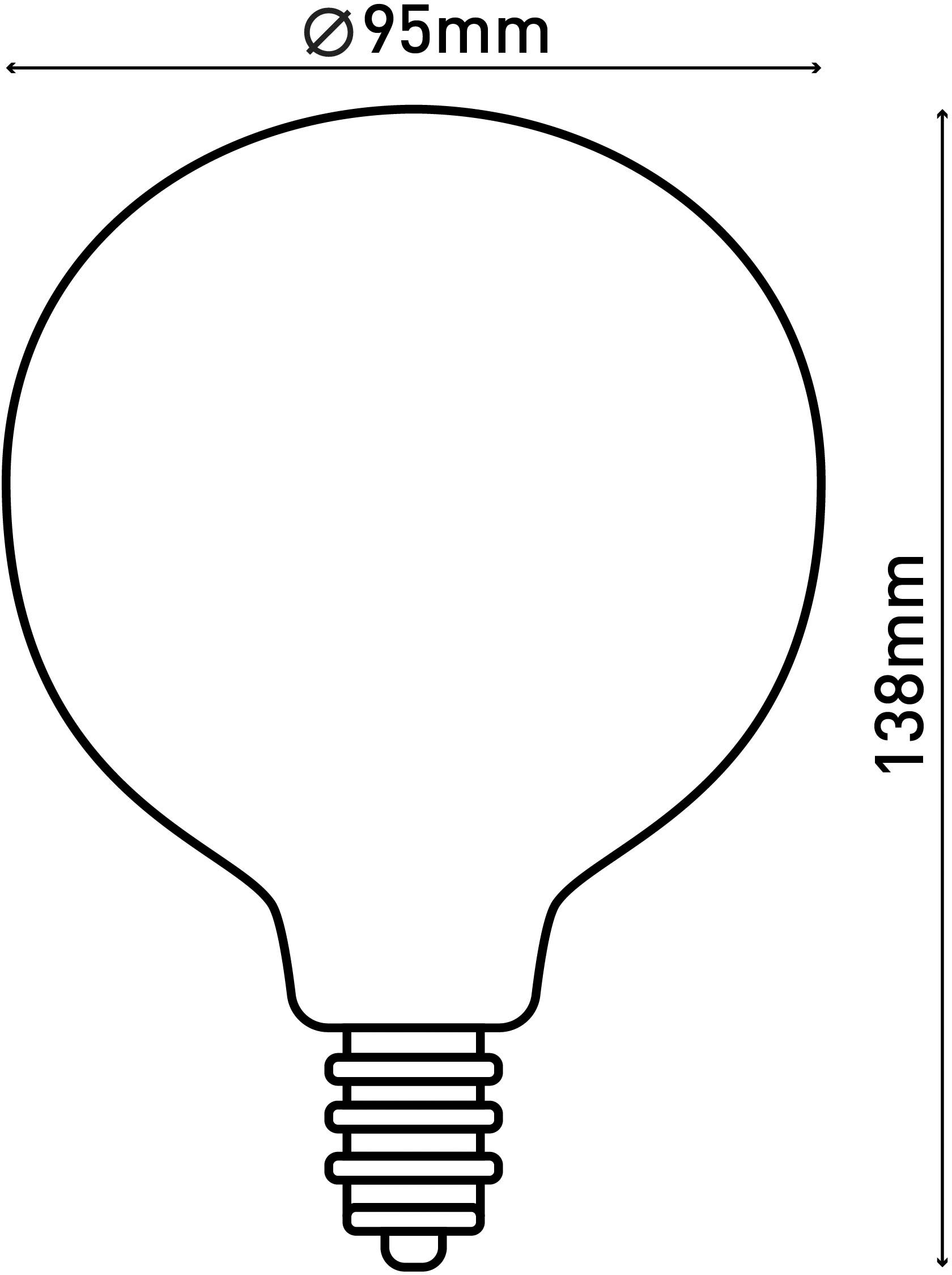 »Dilly«, 9,5cm Filament, näve 3 LED LED-Leuchtmittel Effieziensklasse: Retro auf St., bestellen E27, Raten Ø 3er E27/4W Set, Warmweiß, G,