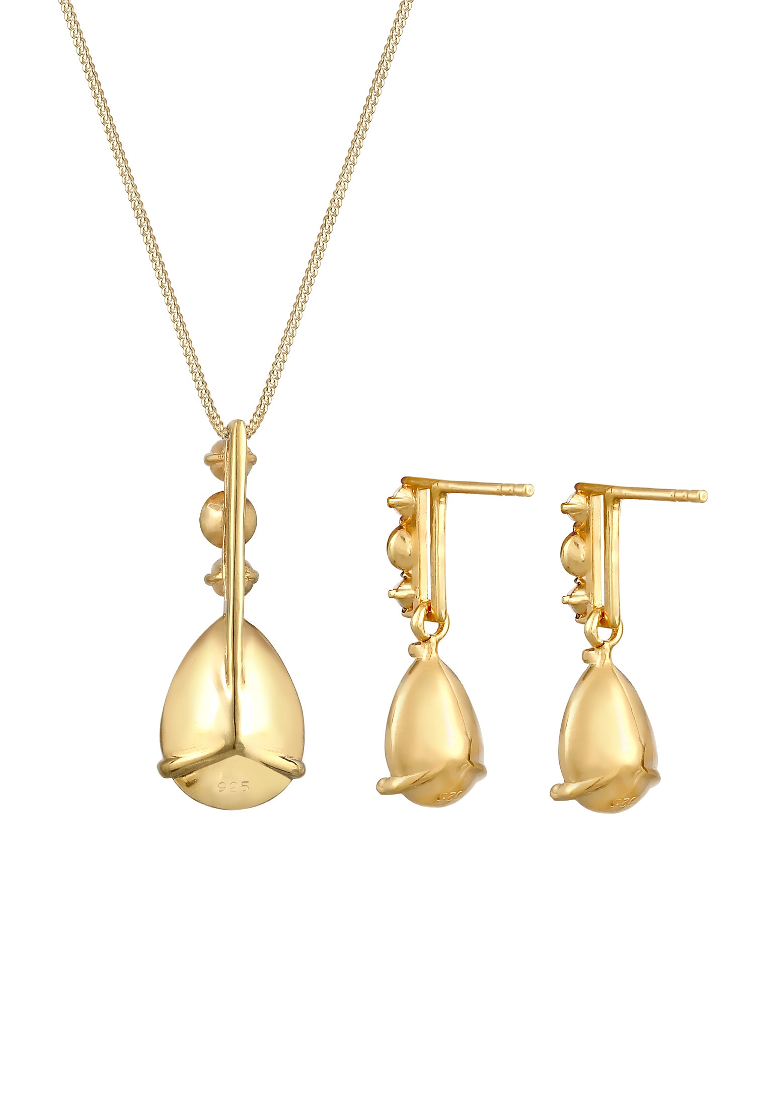 Elli Premium Ohrring und Ketten Set »Schmuckset Set Tropfen Kristalle 925 Silber«