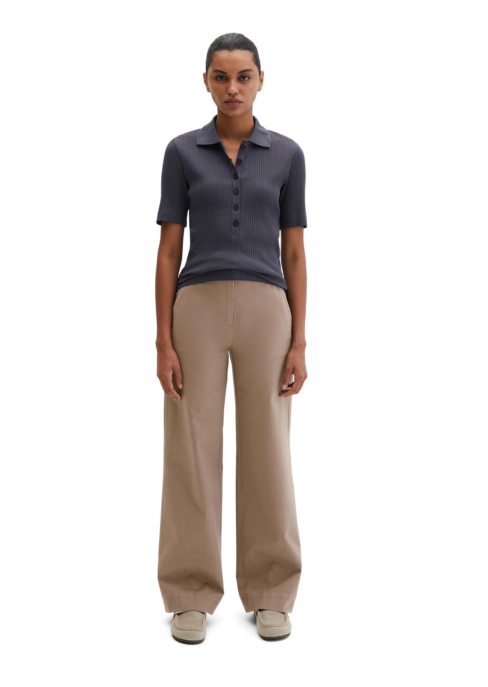 Marc O'Polo Poloshirt Rippstruktur, Slim Fit, lange Knopfleiste