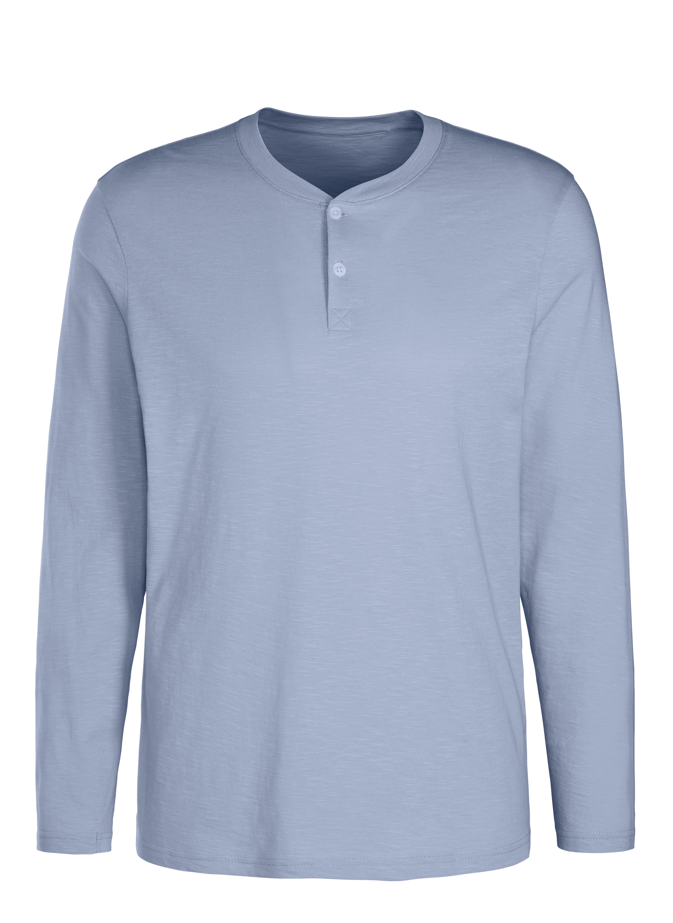 H.I.S Langarmshirt, (Packung, 2 tlg.), Shirt mit Knopfleiste aus aus strukturierter Baumwoll-Qualität