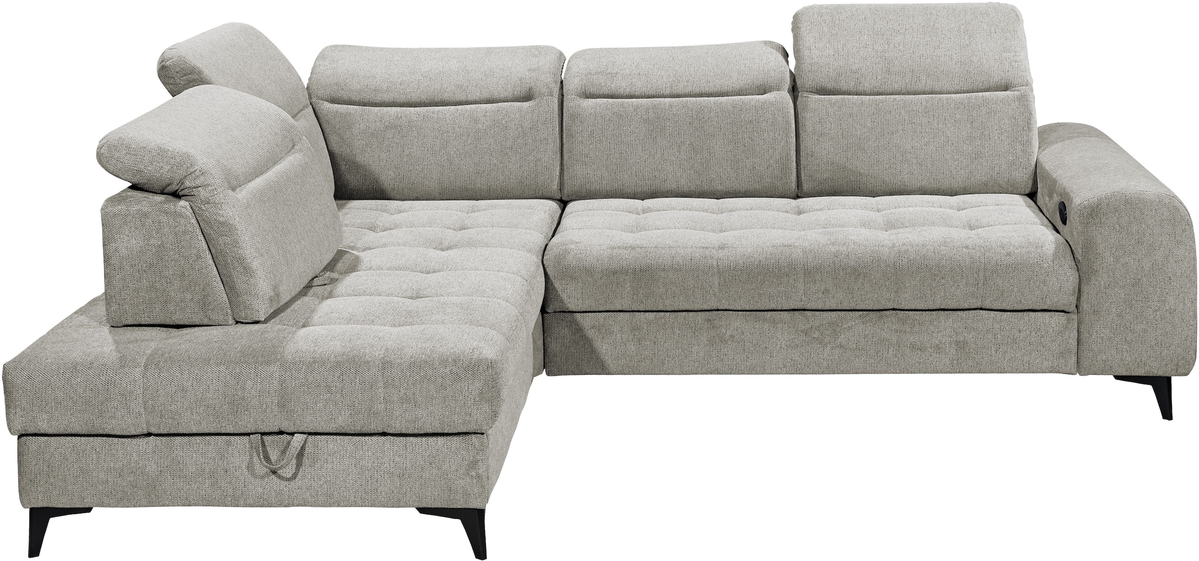 ED EXCITING DESIGN Ecksofa »Rockdale L-Form mit Bettfunktion, Bettkasten« Kopfteilverstellung, Sitztiefenverstellung & USB-Port