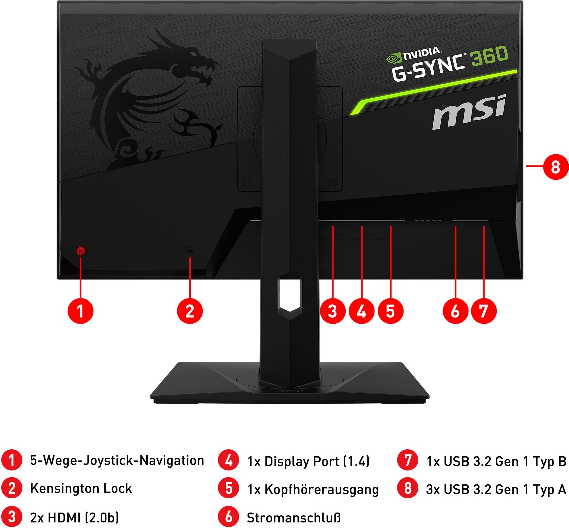 MSI Gaming-Monitor »Oculux NXG253R E-Sports«, 62,2 cm/24,5 Zoll, 1920 x 1080 px, Full HD, 1 ms Reaktionszeit, 360 Hz, NVIDIA G-Sync, 3 Jahre Herstellergarantie