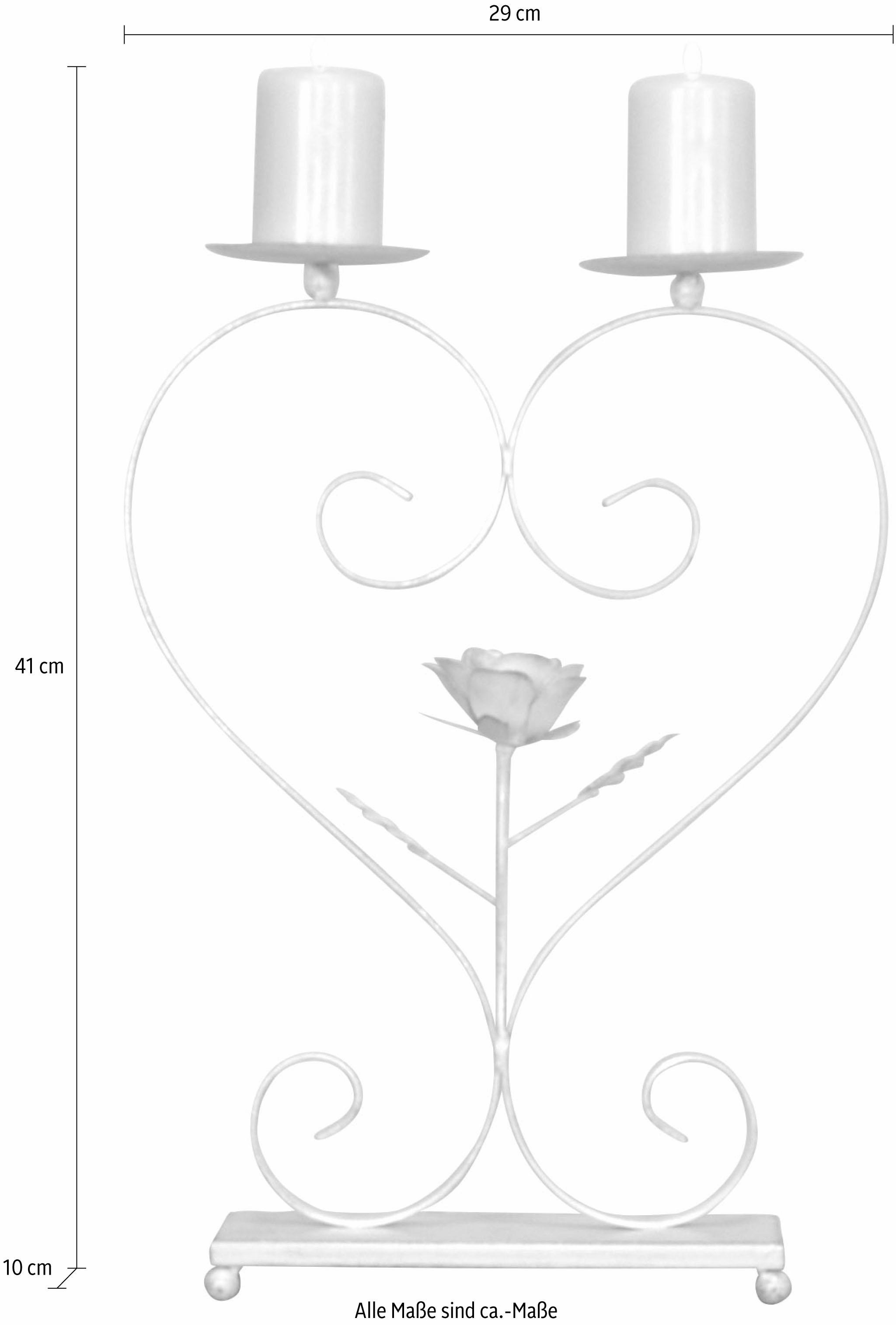 Home affaire Kerzenständer »Herz« Kerzenhalter, für zwei Stumpenkerzen, aus Metall, Höhe ca. 41 cm