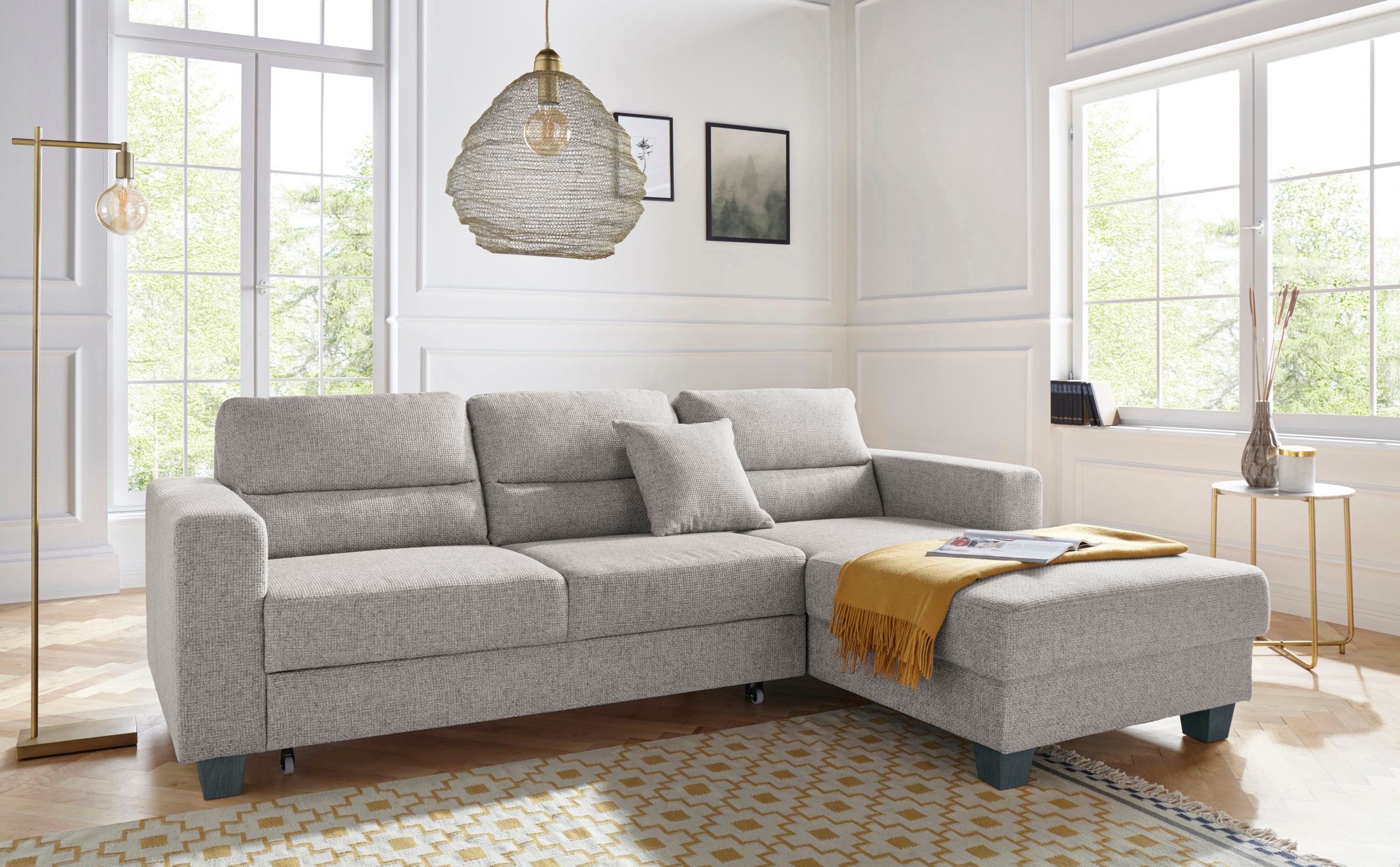 TRENDMANUFAKTUR Ecksofa »Chamber, zeitlos und modern, bequem mit hohem Sitzkomfort, L-Form«, inklusive einer Kopfstütze, wahlweise mit Schlaffunktion