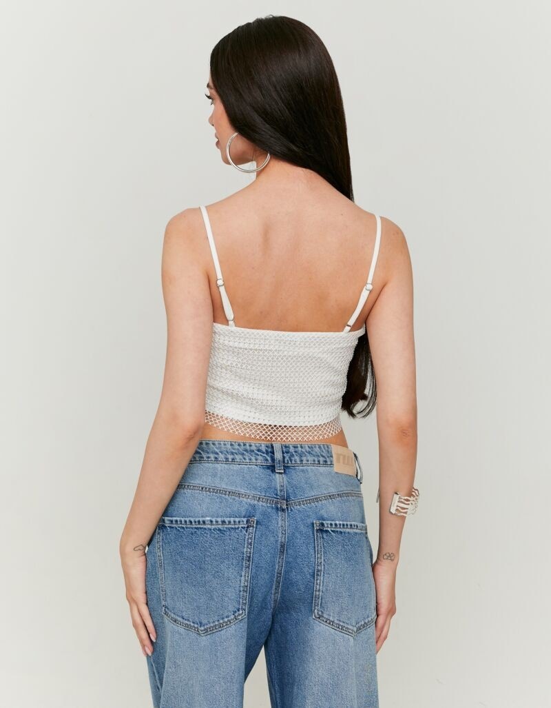 Tally Weijl Trägertop »SSLPENETTA« Materialmix, figurbetont, mit Netz und glitzernden Strasssteinen