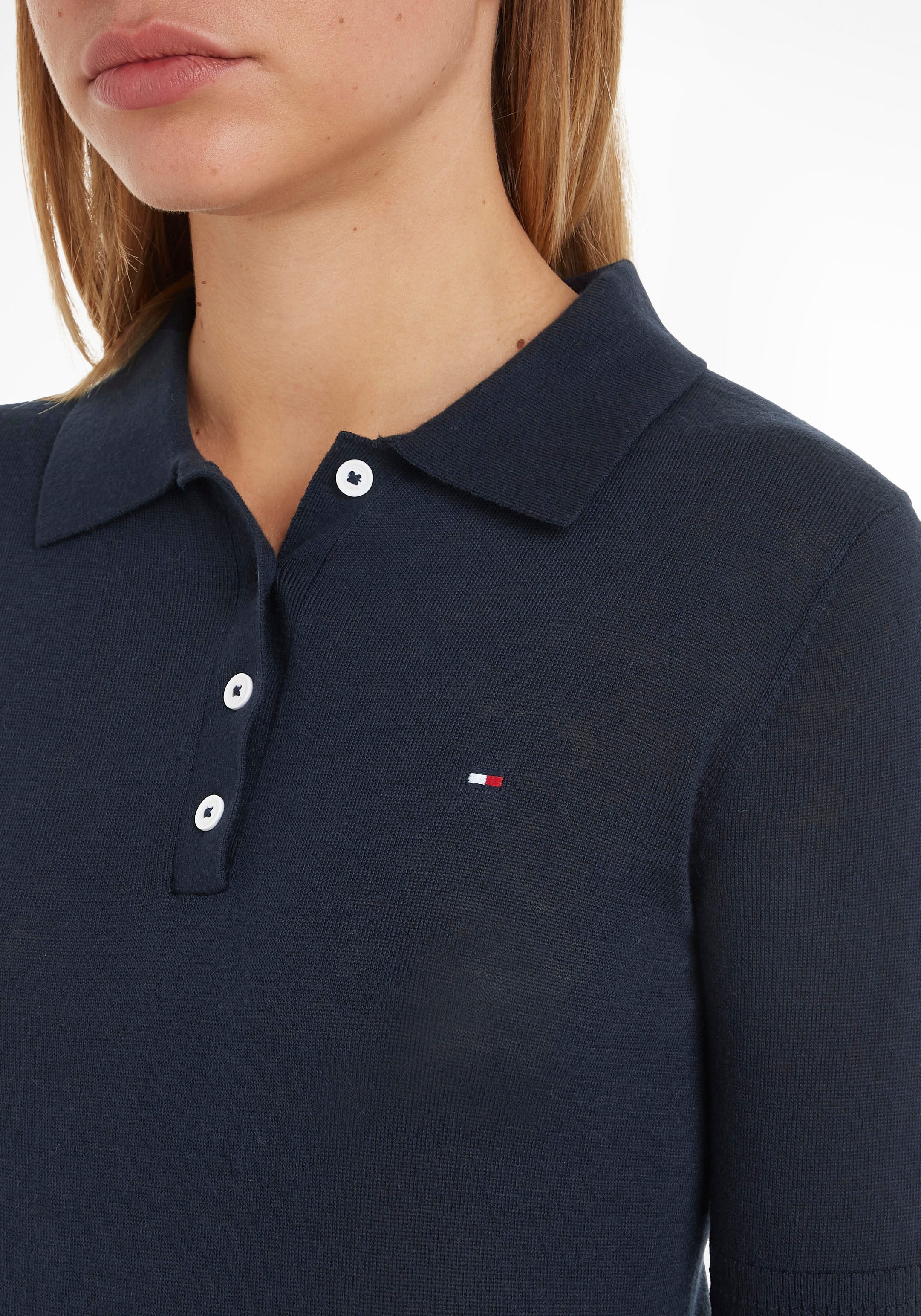 Tommy Hilfiger Polokragenpullover »BUTTON POLO SS TOP«, mit Logo auf der Brust