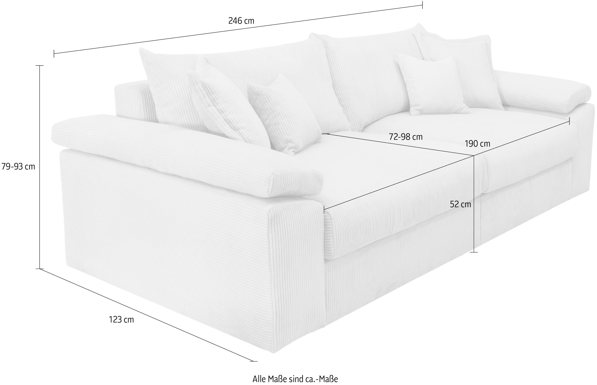 Home affaire Big-Sofa »Soft&Cosy XL - Breite 246 cm«, Mega-Sofa, in Cord, Federkern-Polsterung