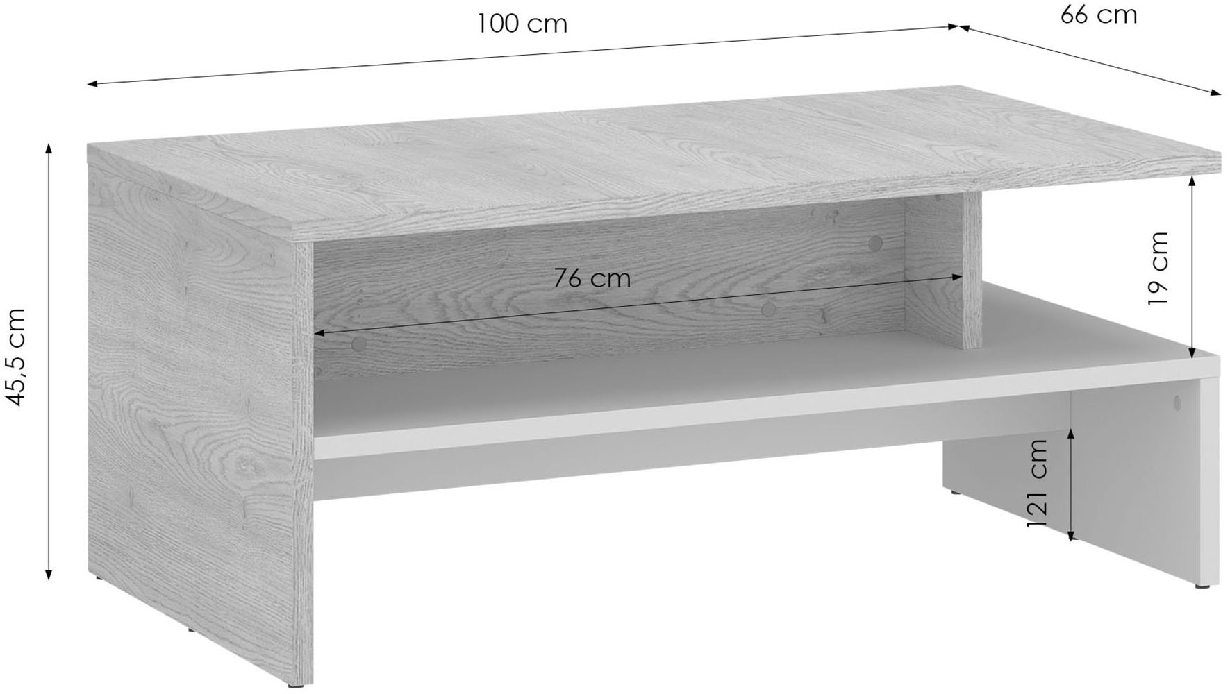 Home affaire Couchtisch Couchtisch, Breite 100 cm, moderner Sofatisch, großzügige Ablagefläche