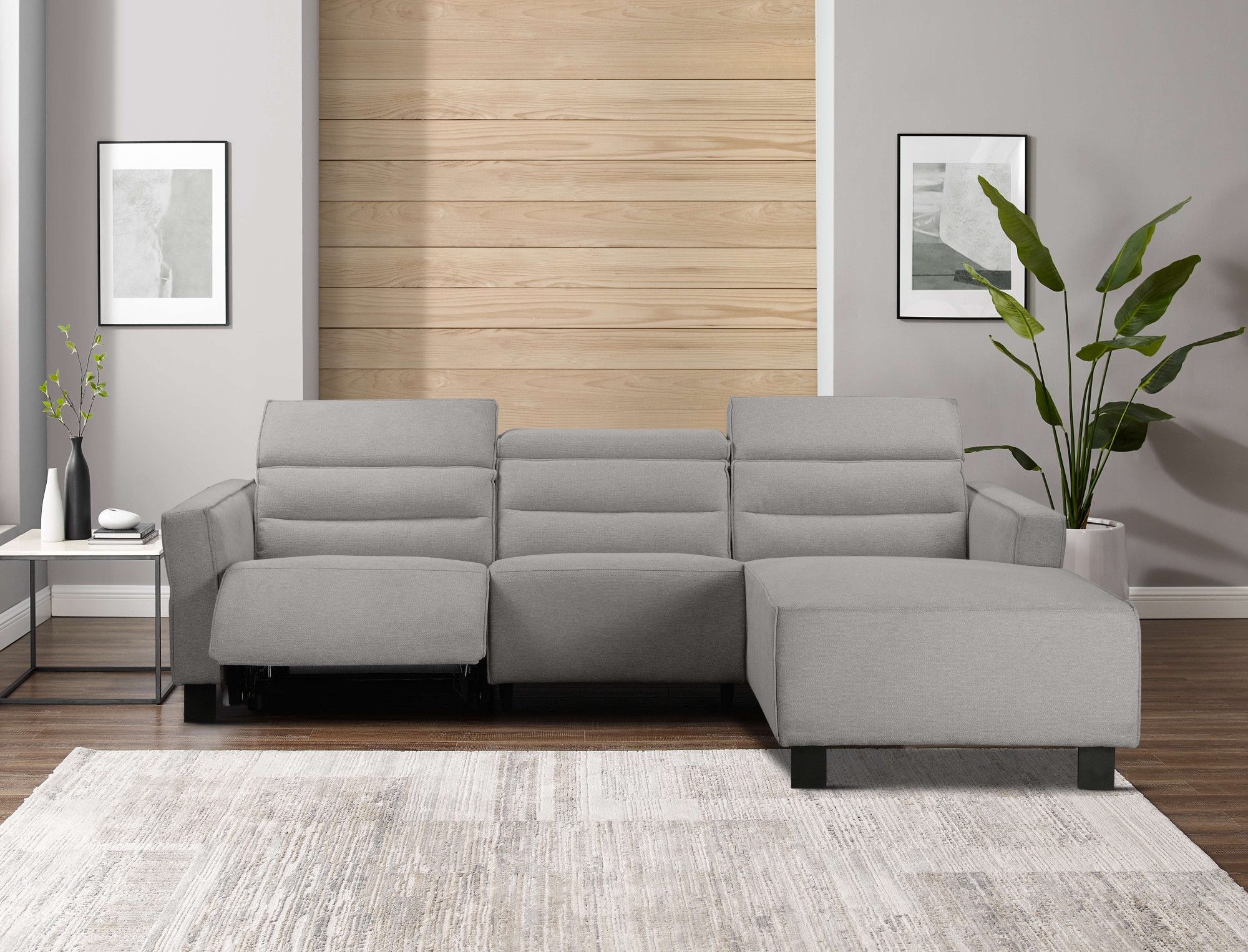 OTTO home Ecksofa »CARPARI Webstoff,L-Form,224 cm, man./elektr. Relaxfunktion« (USB A/C), sowie Kopfteilverstellung