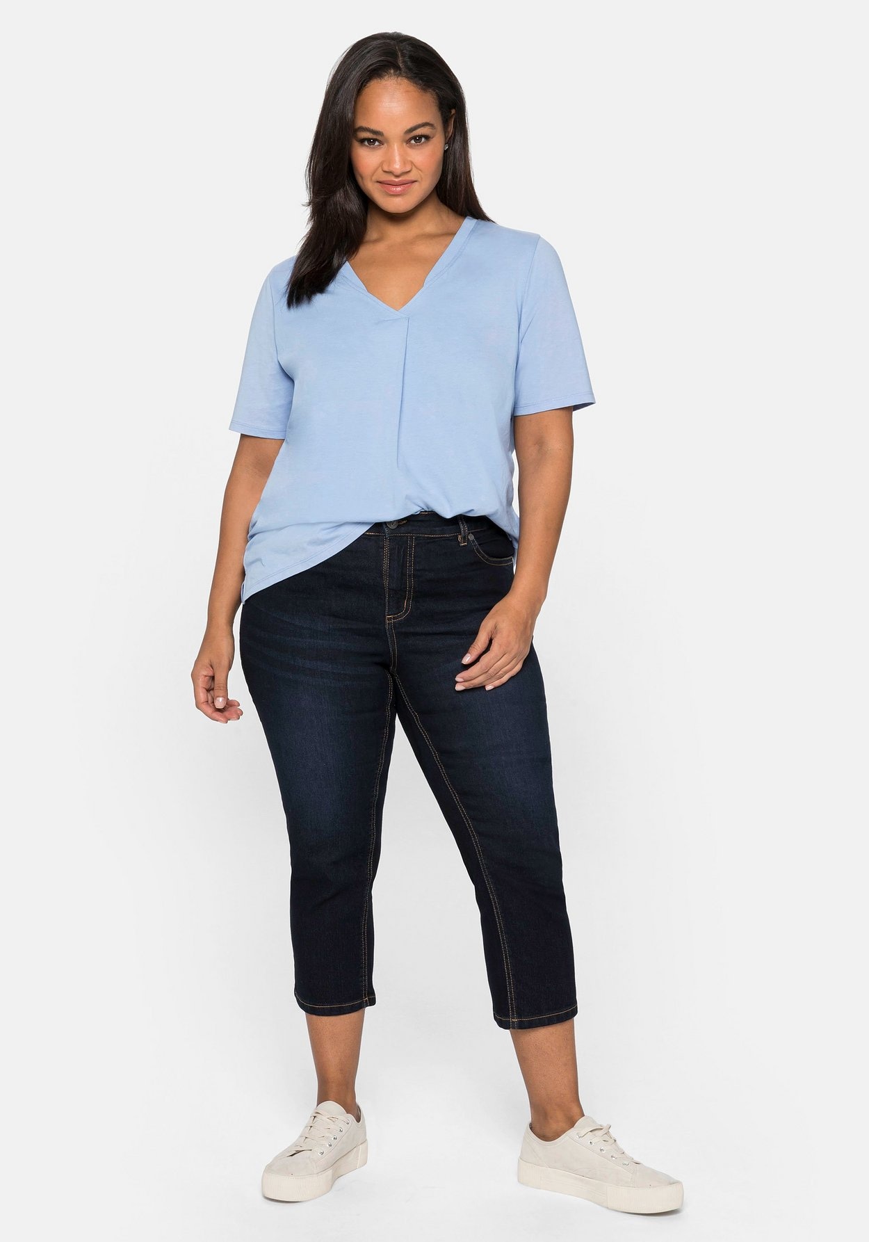 Sheego Caprijeans »Jeans aus Baumwoll-Stretch, mit Kontrastnähten«