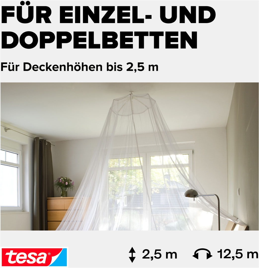tesa Insektenschutz-Vorhang »Moskito Bettnetz Premium - für Doppelbetten« Packung, Fliegennetz, 1 Stk. tlg. INSECT STOP - 125 cm x 250 cm - Weiß (leichter Sichtschutz)