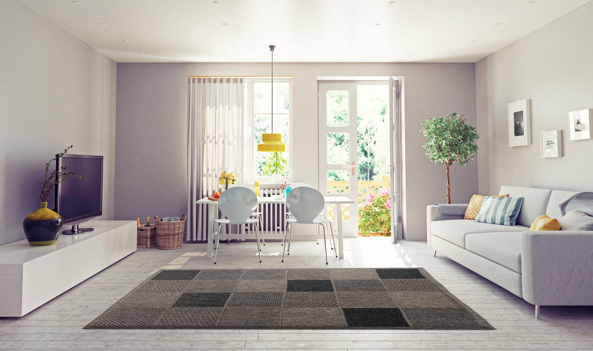 Home affaire Teppich »Kaspar«, rechteckig, Innen-und Outdoor geeignet, Wohnzimmer
