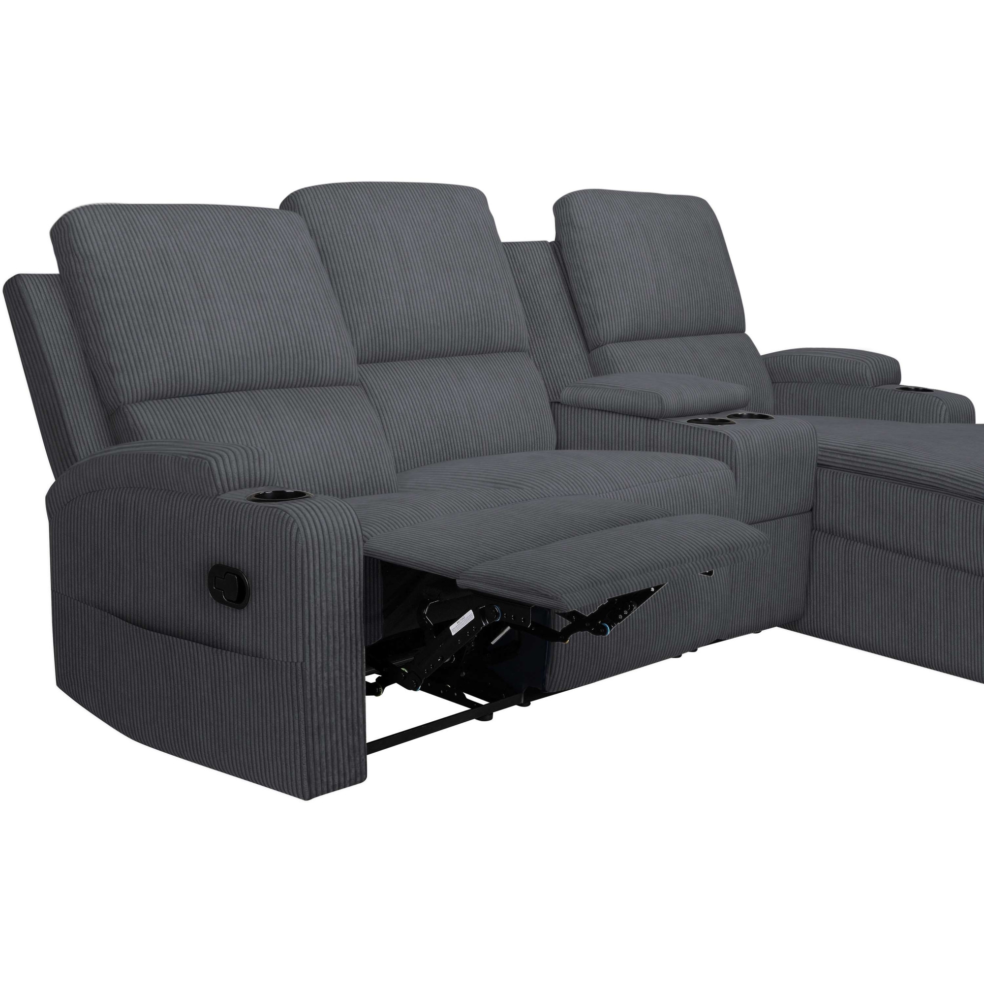 Home affaire Ecksofa »NAPORI Multimediasofa, 3er Kinosessel XXL, L-Form, Cord« Kinosofa mit Relaxfunktion, Getränkehalter, Staufach und Staukasten