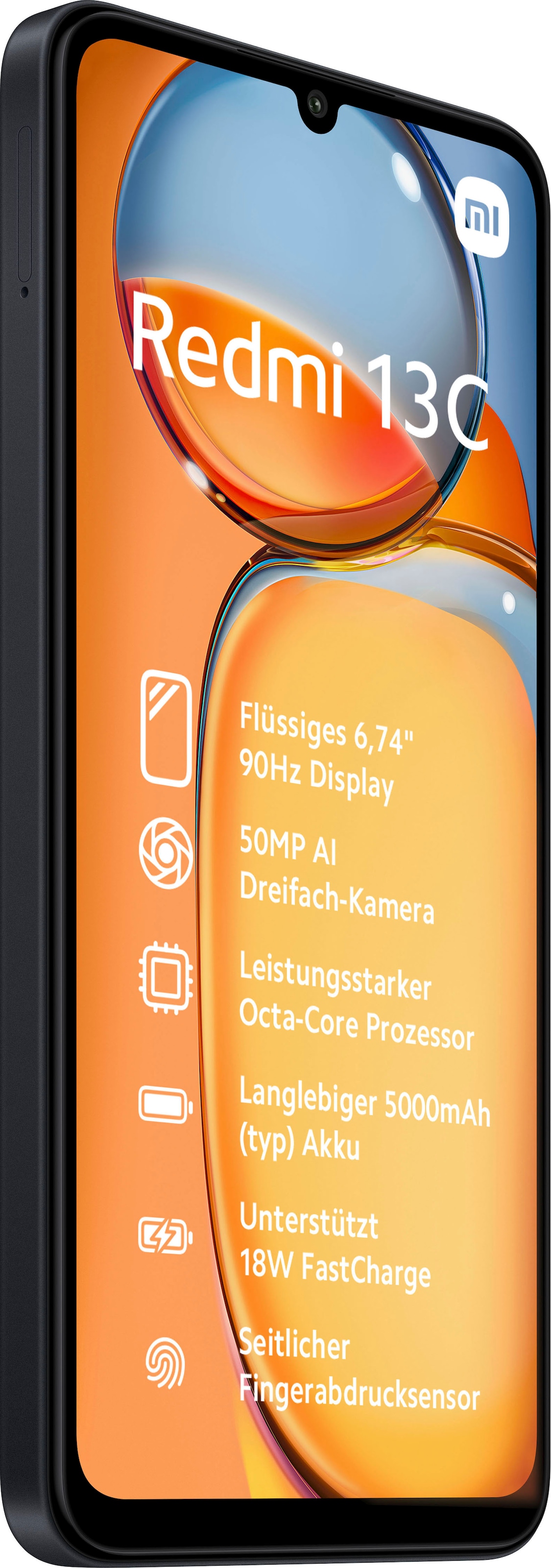 Xiaomi Smartphone »Redmi 13C 4GB+128GB«, Schwarz, 17,1 cm/6,74 Zoll, 128 GB Speicherplatz, 50 MP Kamera