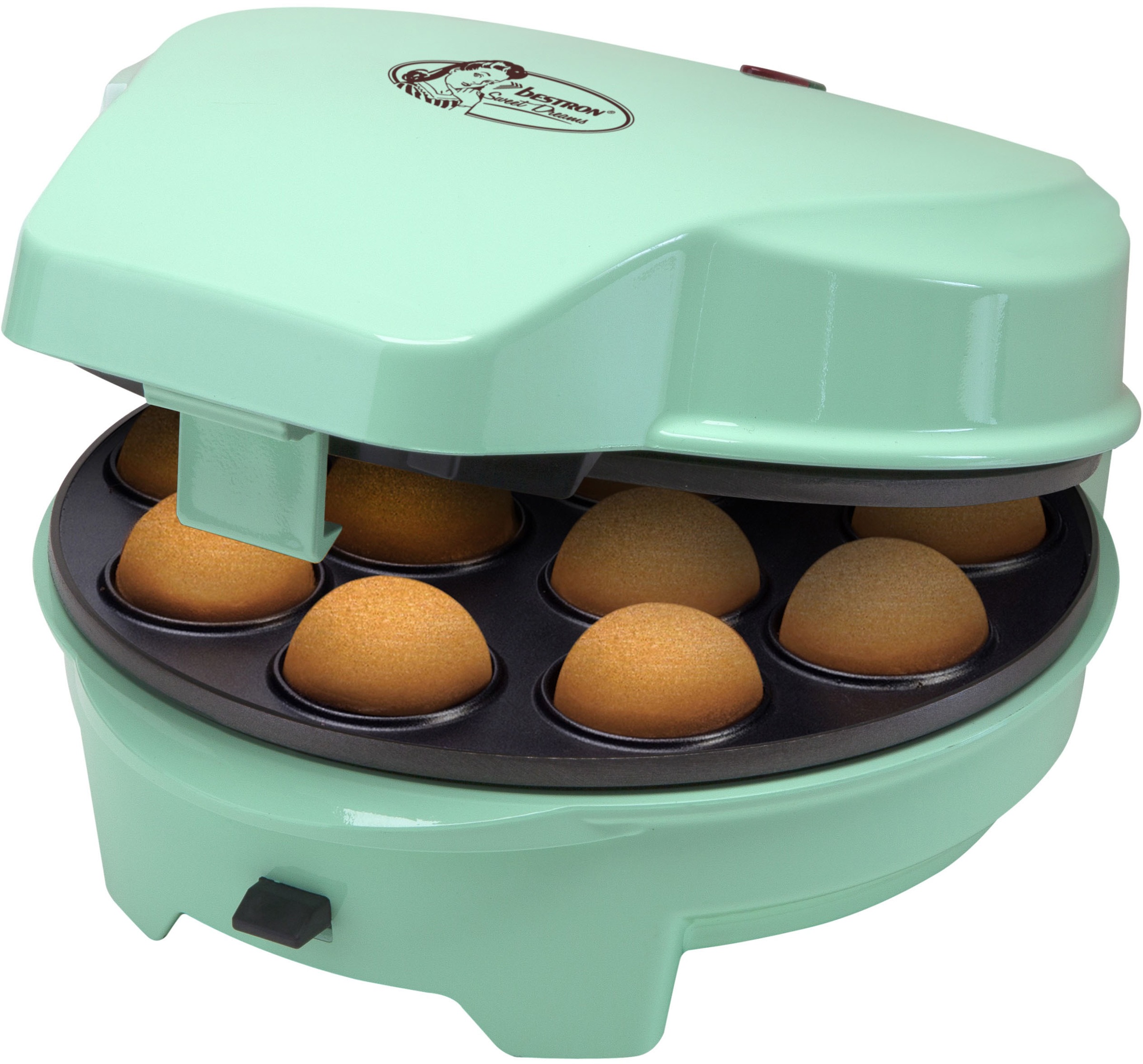 bestron Muffin-Maker »ASW238 mint Sweet Dreams«, 700 W, Retro Design, mit 3 auswechselbaren Backplatten, antihaftbeschichtet