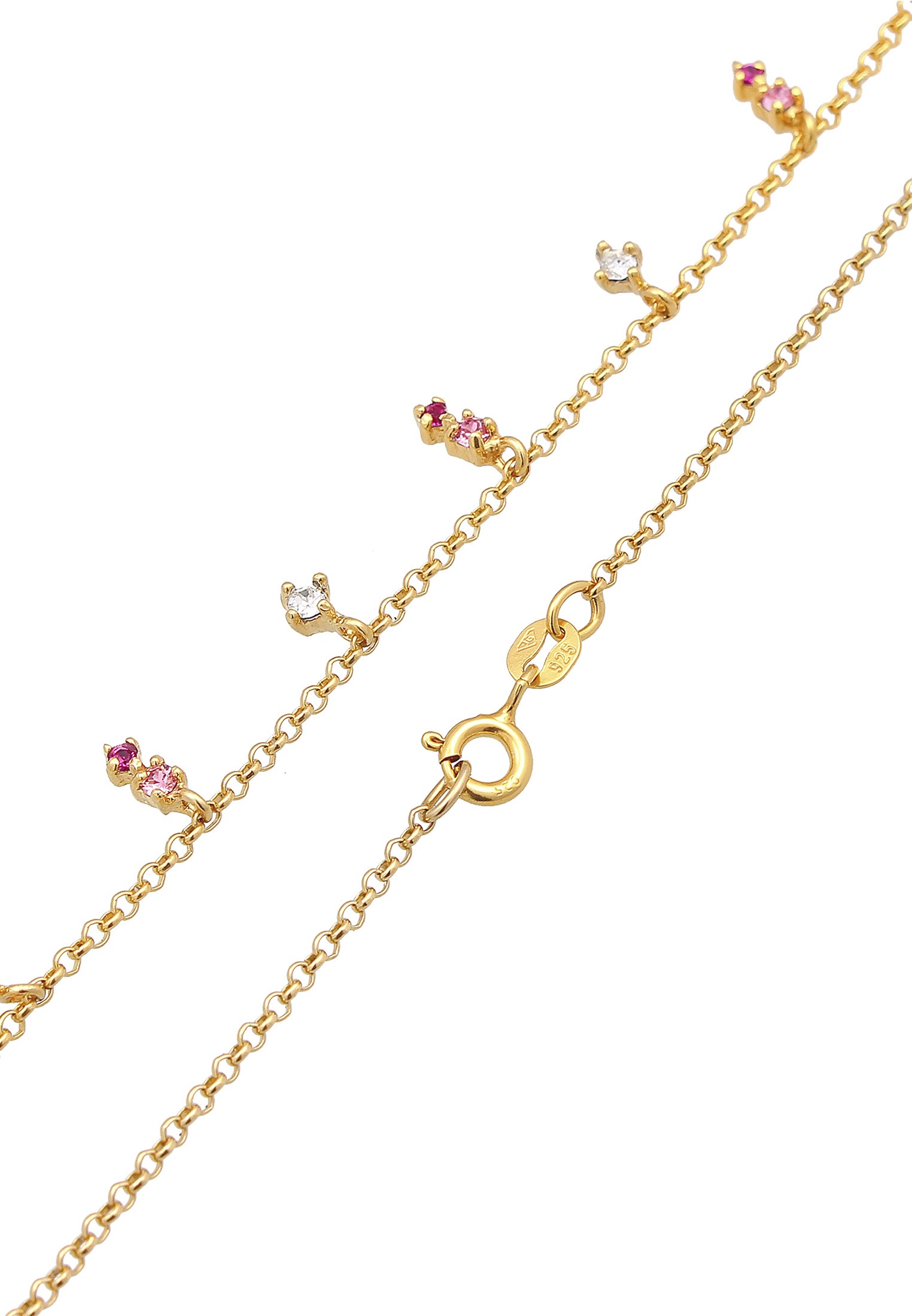 Elli Silberkette »Halskette Pink Rose 925 Silber, mit Kristallen von Swarovski®«