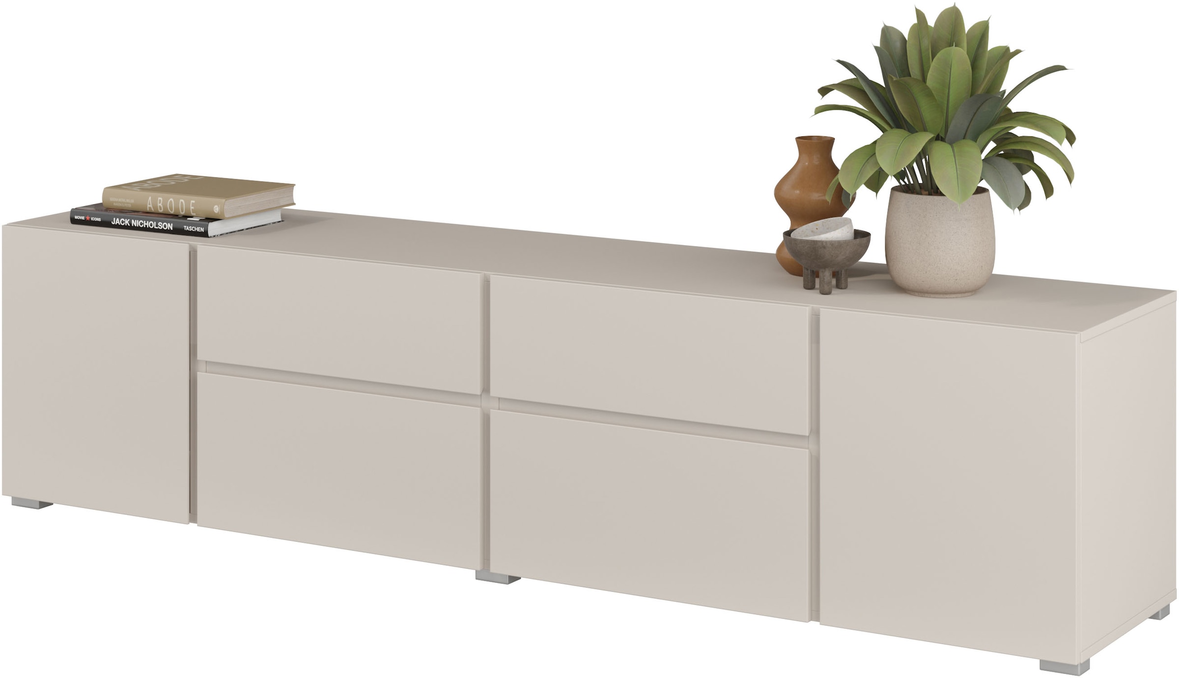 OTTO home Lowboard »Metric,Breite 195cm, grifflose Lowboard 2Klappen/2Schubkästen/2Tür« TV-Schrank mit viel Stauraum, TV-Board
