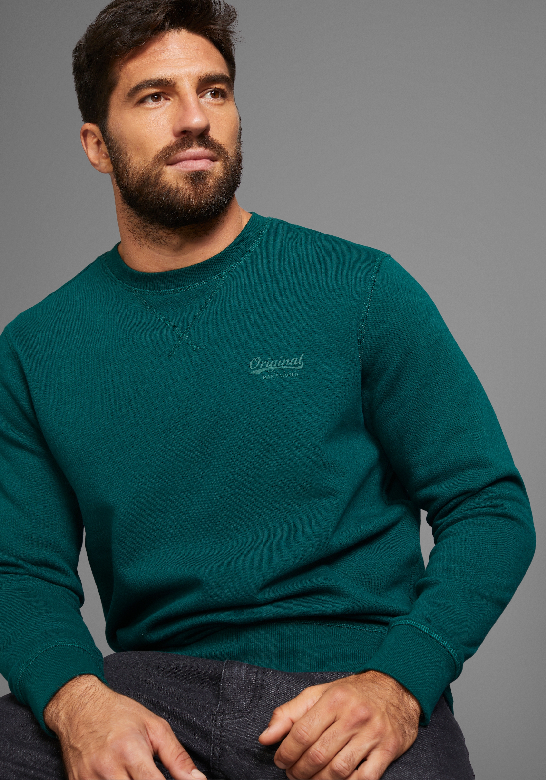 Man's World Sweatshirt Langarm,  Basic-Stil,  unifarben,  Rundhalsausschnitt