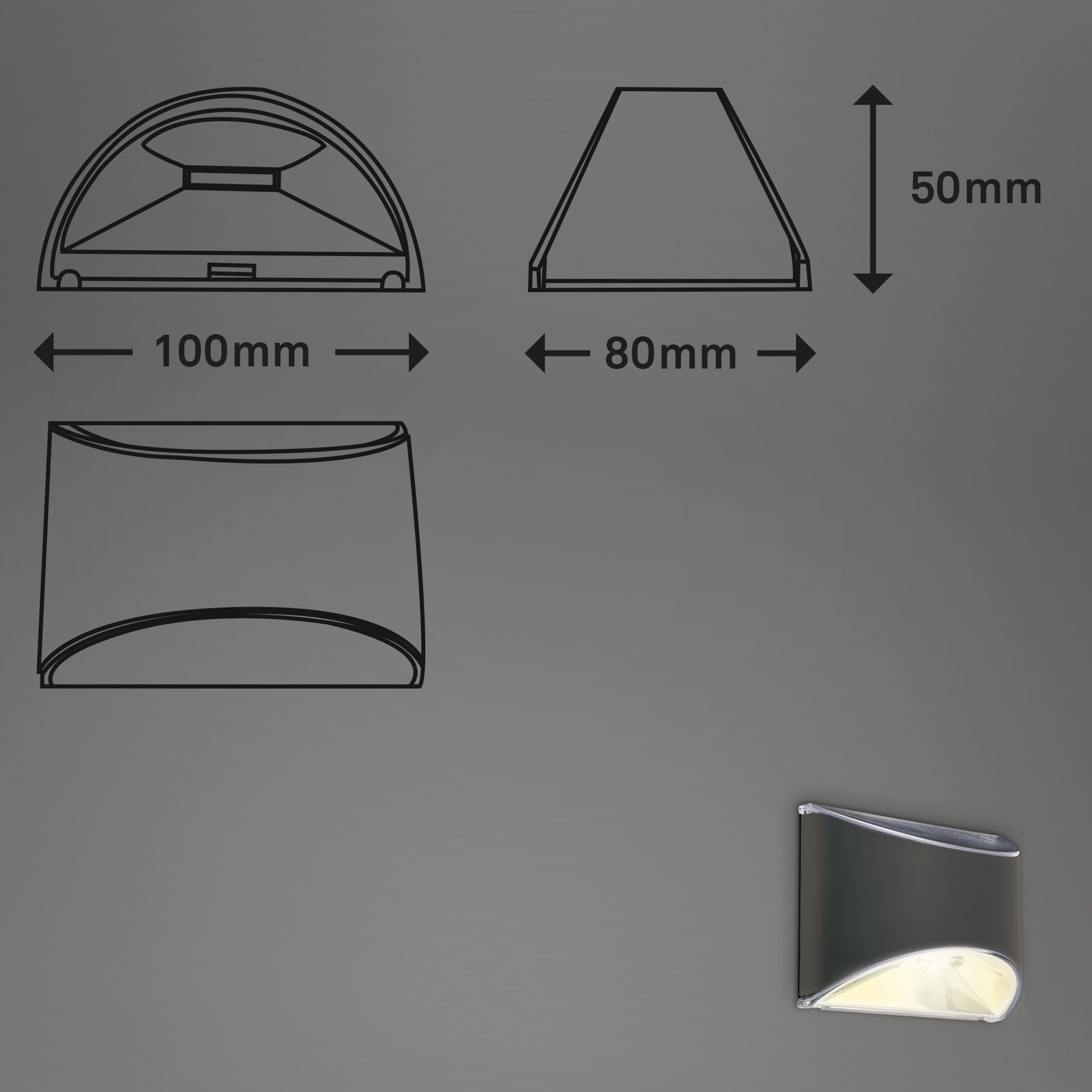 Briloner Leuchten LED Wandleuchte »LED Wand-Solarleuchte, anthrazit, 4xLED«, Leuchtmittel LED-Modul | LED fest integriert