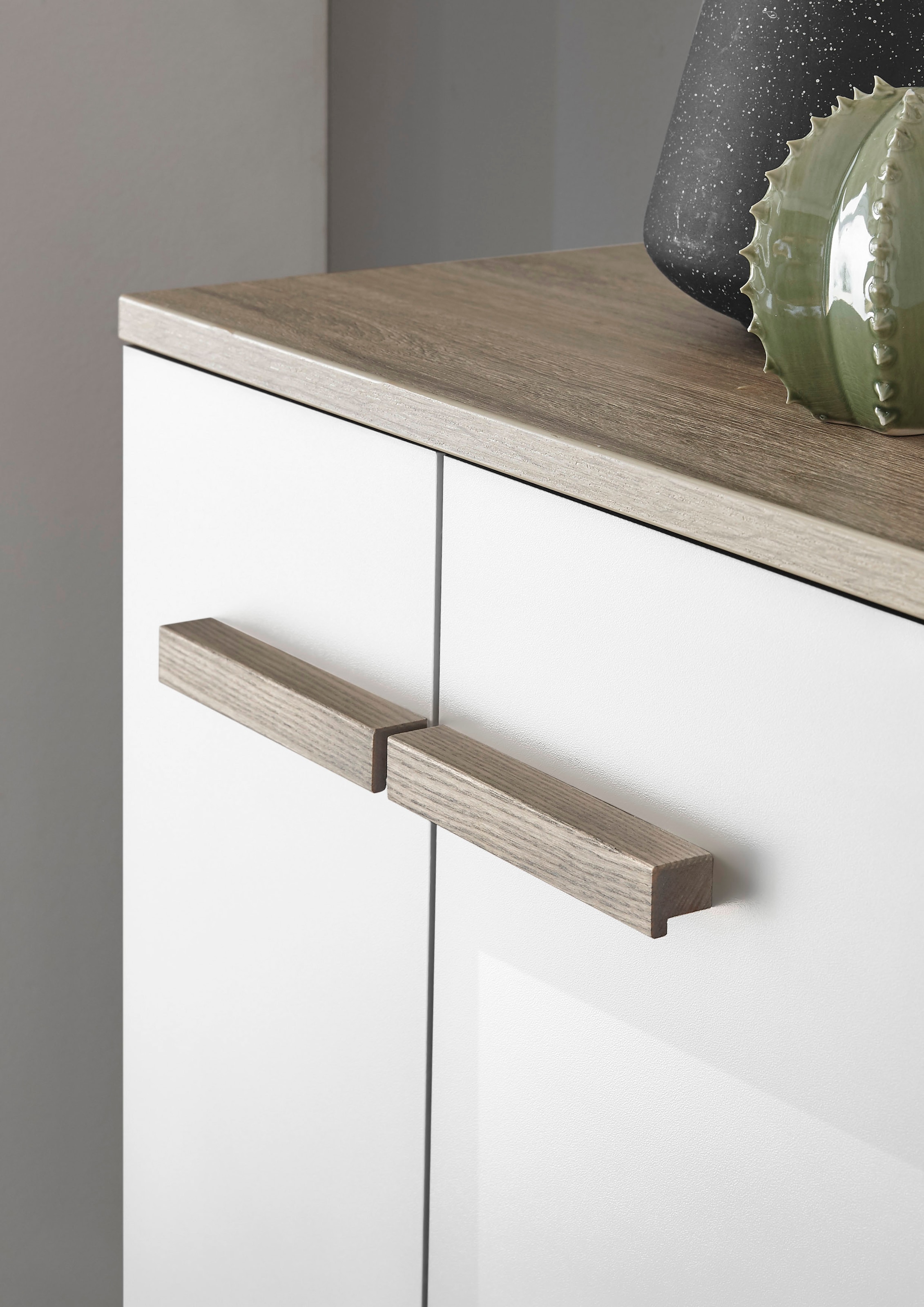 Places of Style Badmöbel-Set »SOLiD, Badmöbel-Set, Bad im modernen Design, 3-teiliges Badezimmer«, (Set, 3 St.), Waschtisch mit Waschbecken, Midischrank, Breite 130 cm