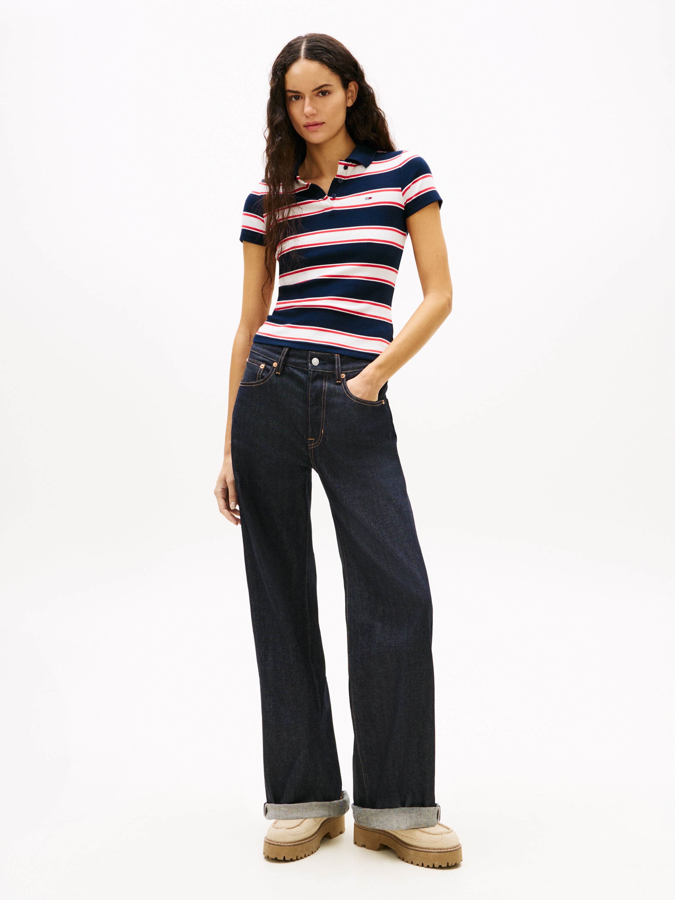 Tommy Jeans Poloshirt »TJW SLIM RIB SS POLO« mit gerippter Struktur