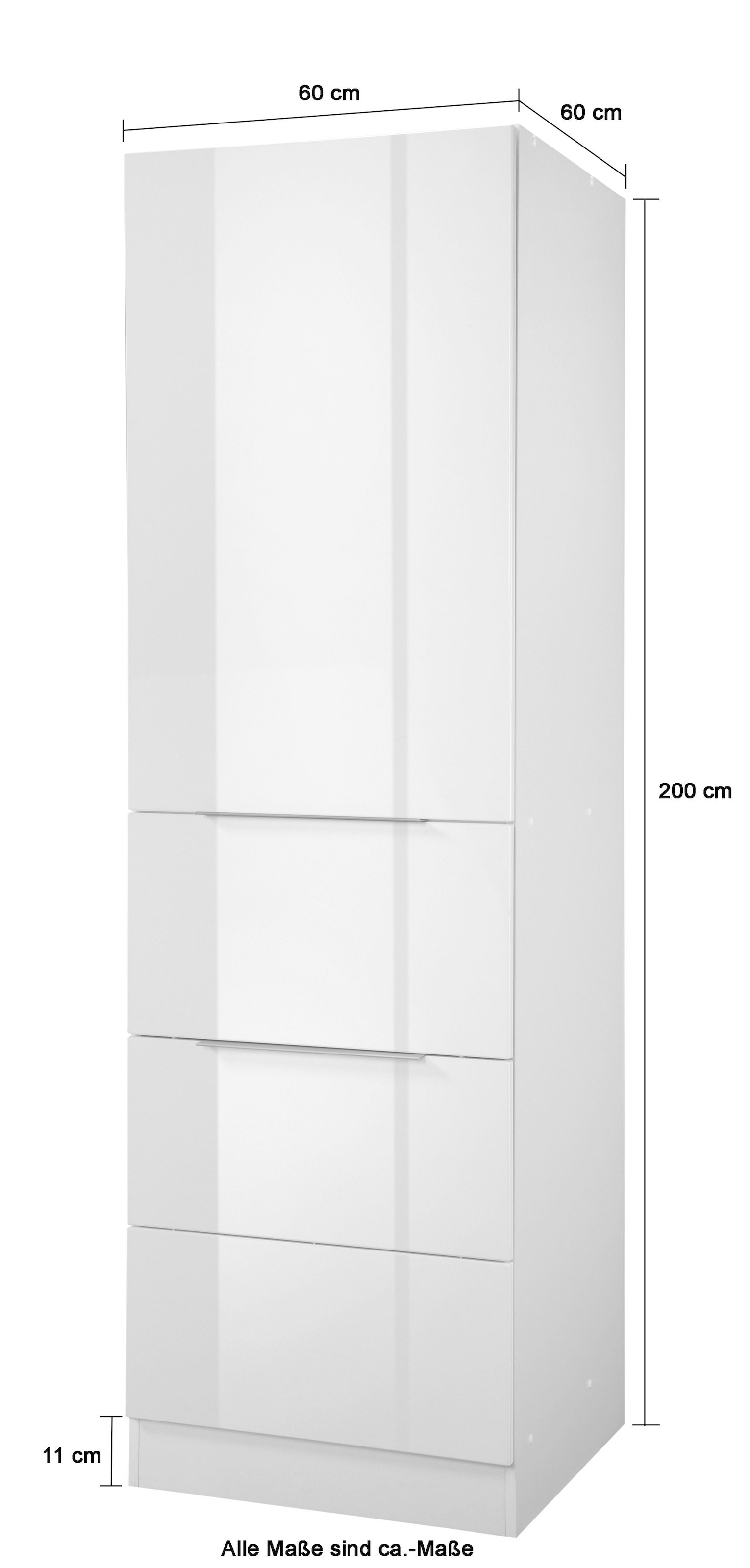 KOCHSTATION Seitenschrank »KS-Brindisi«, 60 cm breit, 200 cm hoch, viel Stauraum